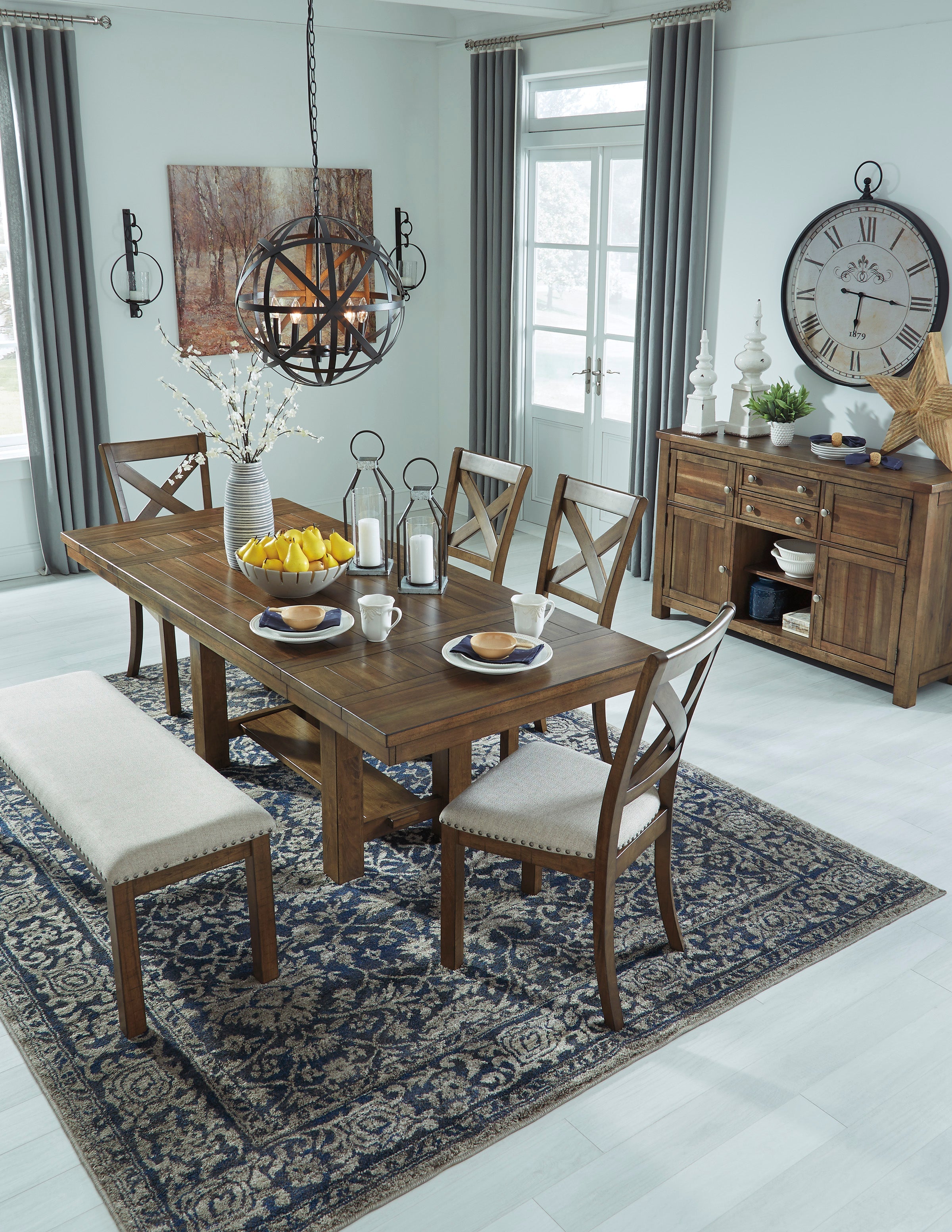 Moriville Grayish Brown Extendable Dining Set - SET | D631-45 | D631-01(2) | D631-00 - Bien Home Furniture & Electronics