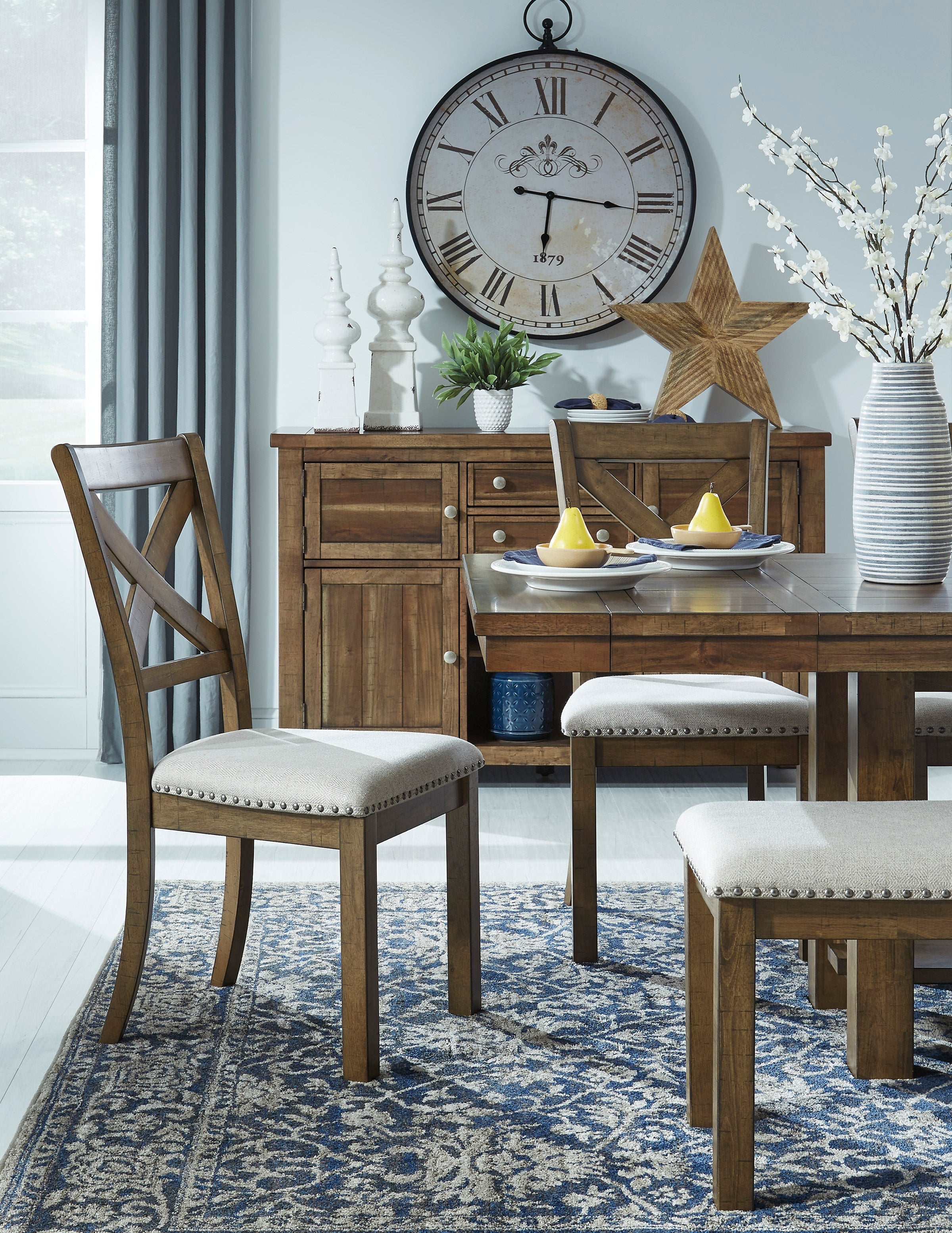 Moriville Grayish Brown Extendable Dining Set - SET | D631-45 | D631-01(2) | D631-00 - Bien Home Furniture & Electronics