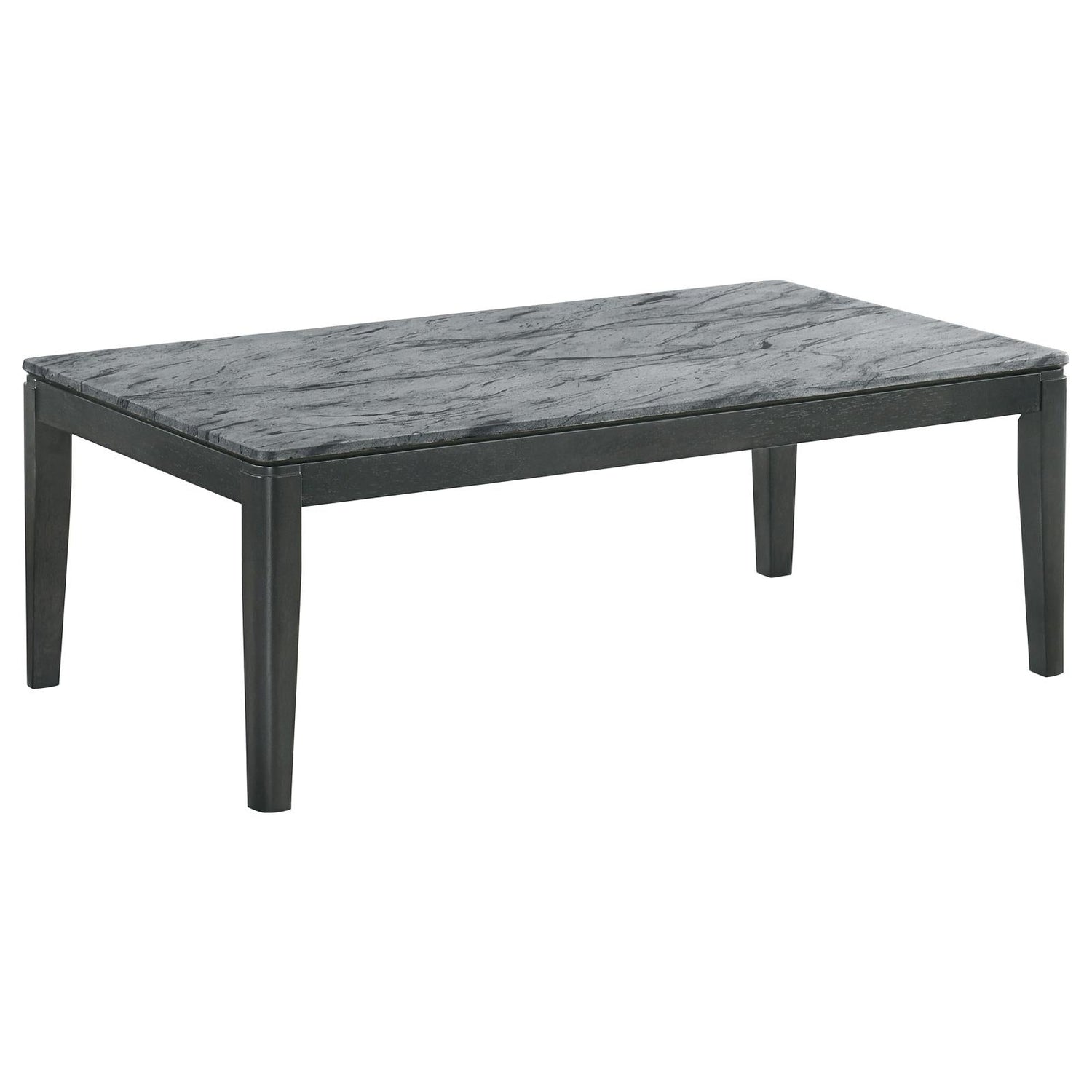Mozzi Faux Gray Marble/Black Rectangular Coffee Table - 753518 - Bien Home Furniture & Electronics