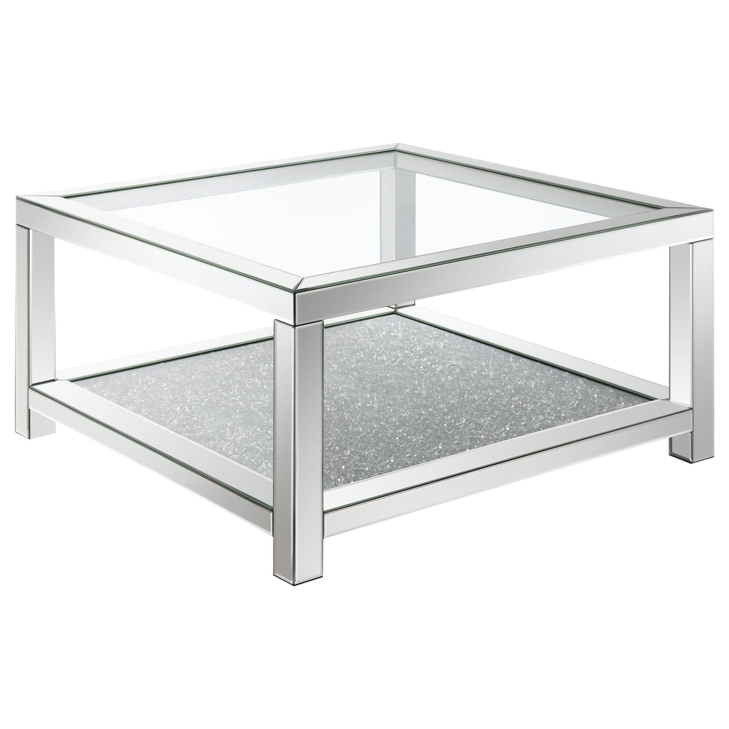 Mozzi Mirror Rectangular Coffee Table with Glass Top - 736218 - Bien Home Furniture & Electronics