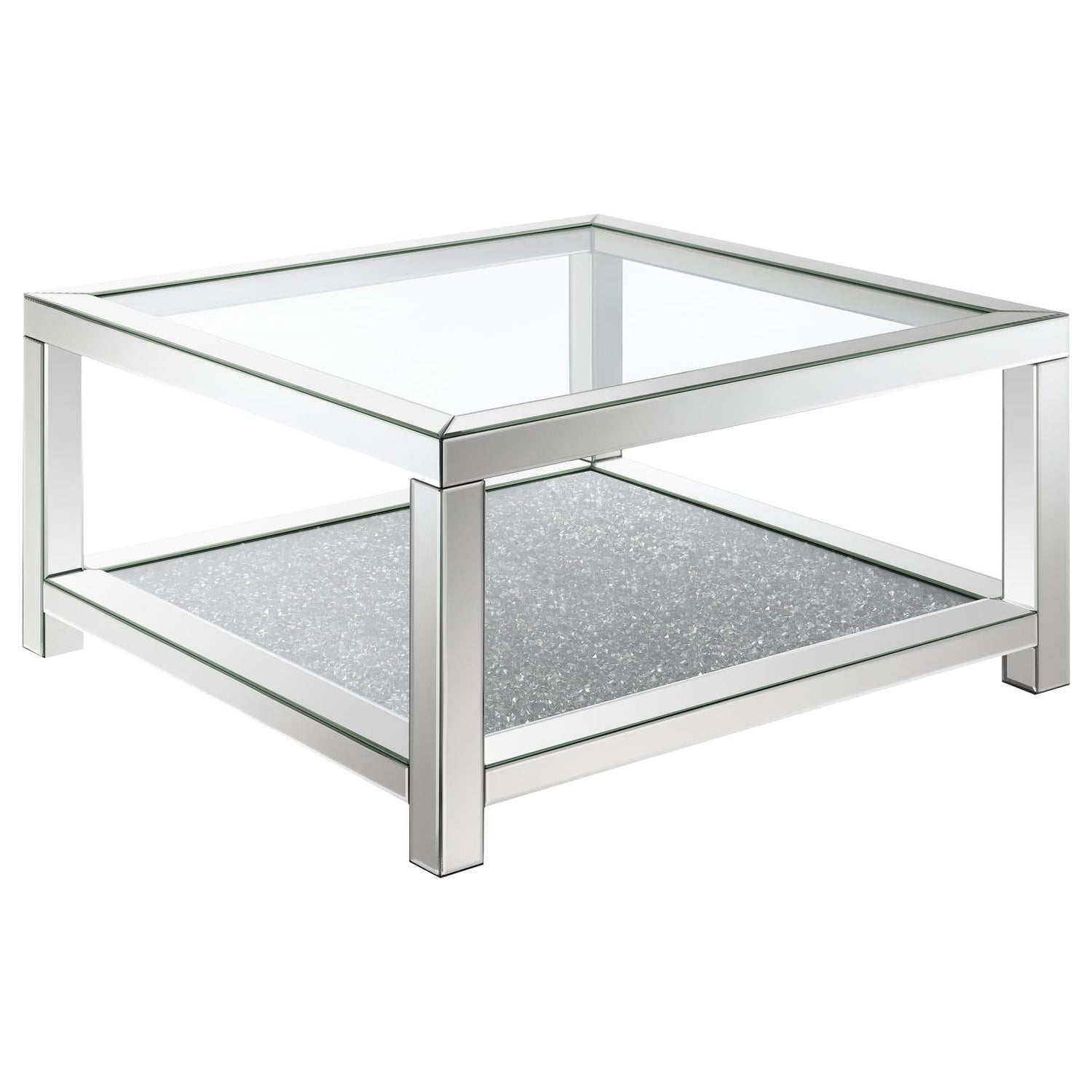 Mozzi Mirror Rectangular Coffee Table with Glass Top - 736218 - Bien Home Furniture &amp; Electronics