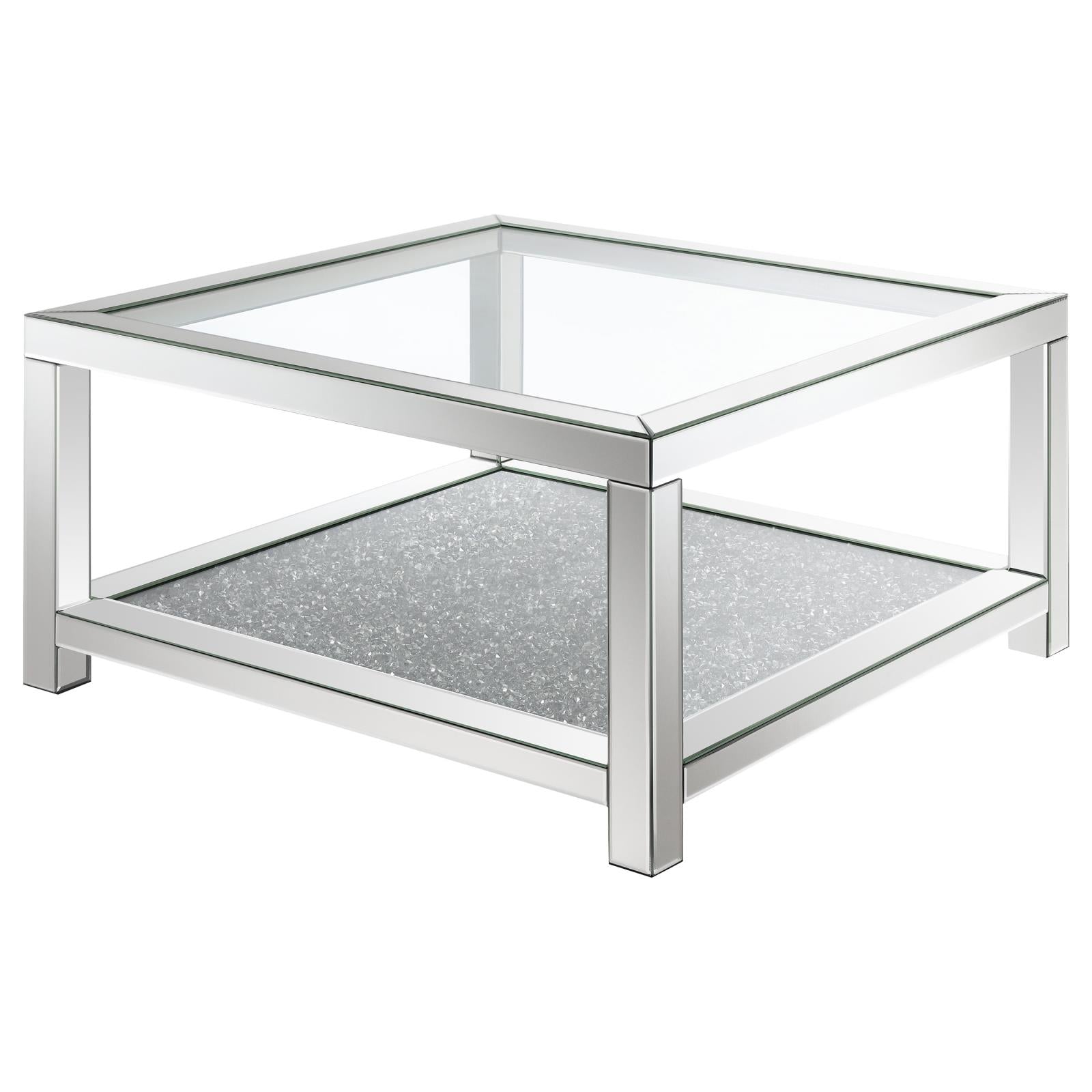 Mozzi Mirror Rectangular Coffee Table with Glass Top - 736218 - Bien Home Furniture &amp; Electronics