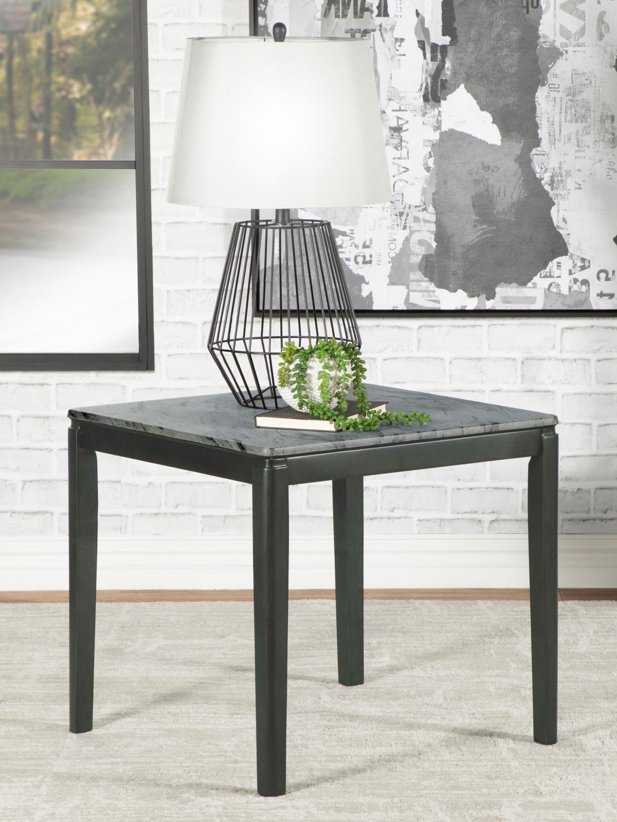 Mozzi Square End Table Faux Gray Marble/Black - 753517 - Bien Home Furniture & Electronics