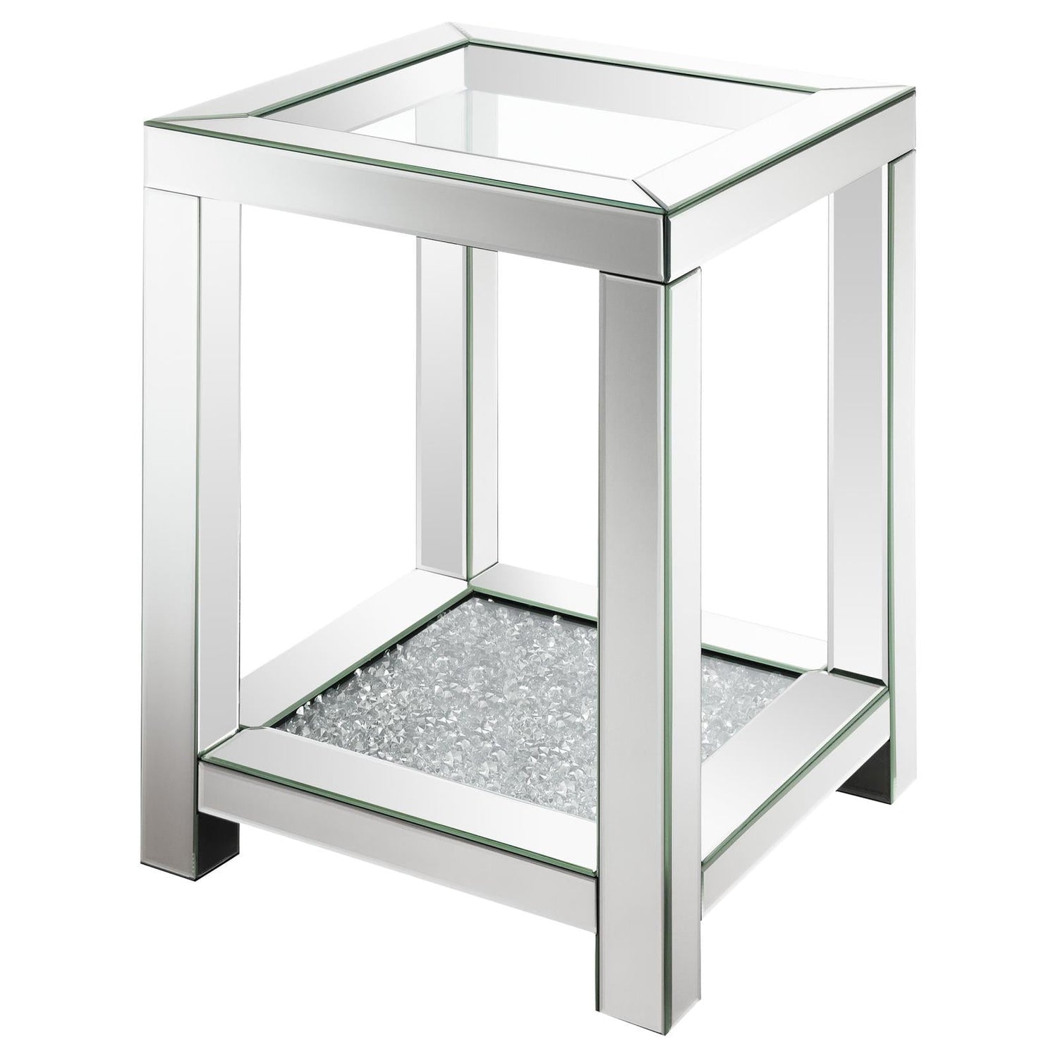Mozzi Square End Table with Glass Top Mirror - 736217 - Bien Home Furniture & Electronics