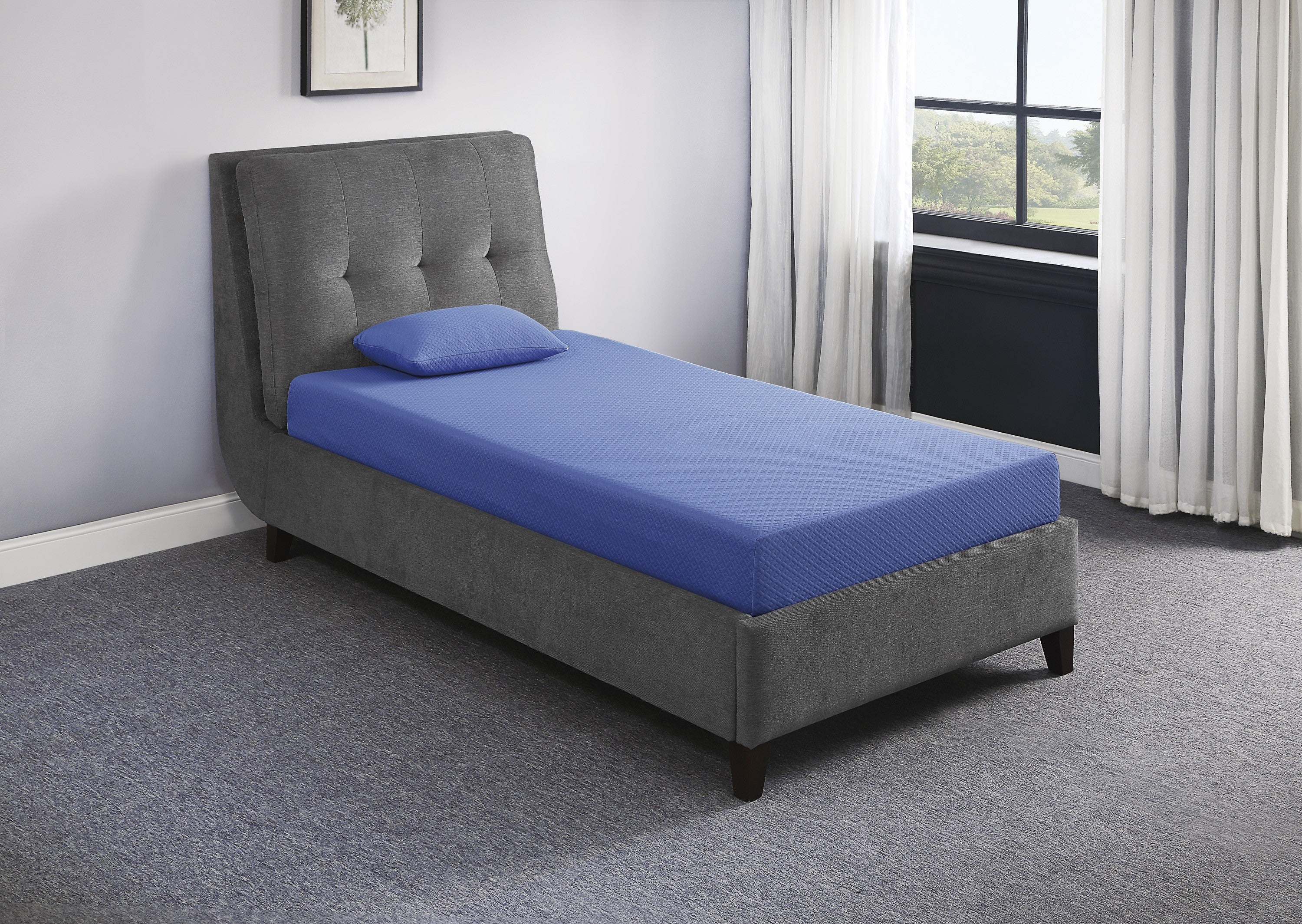 MT-PG07BLF 7" Blue Full Gel-Infused Memory Foam Mattress Set - MT-PG07BLF - Bien Home Furniture & Electronics