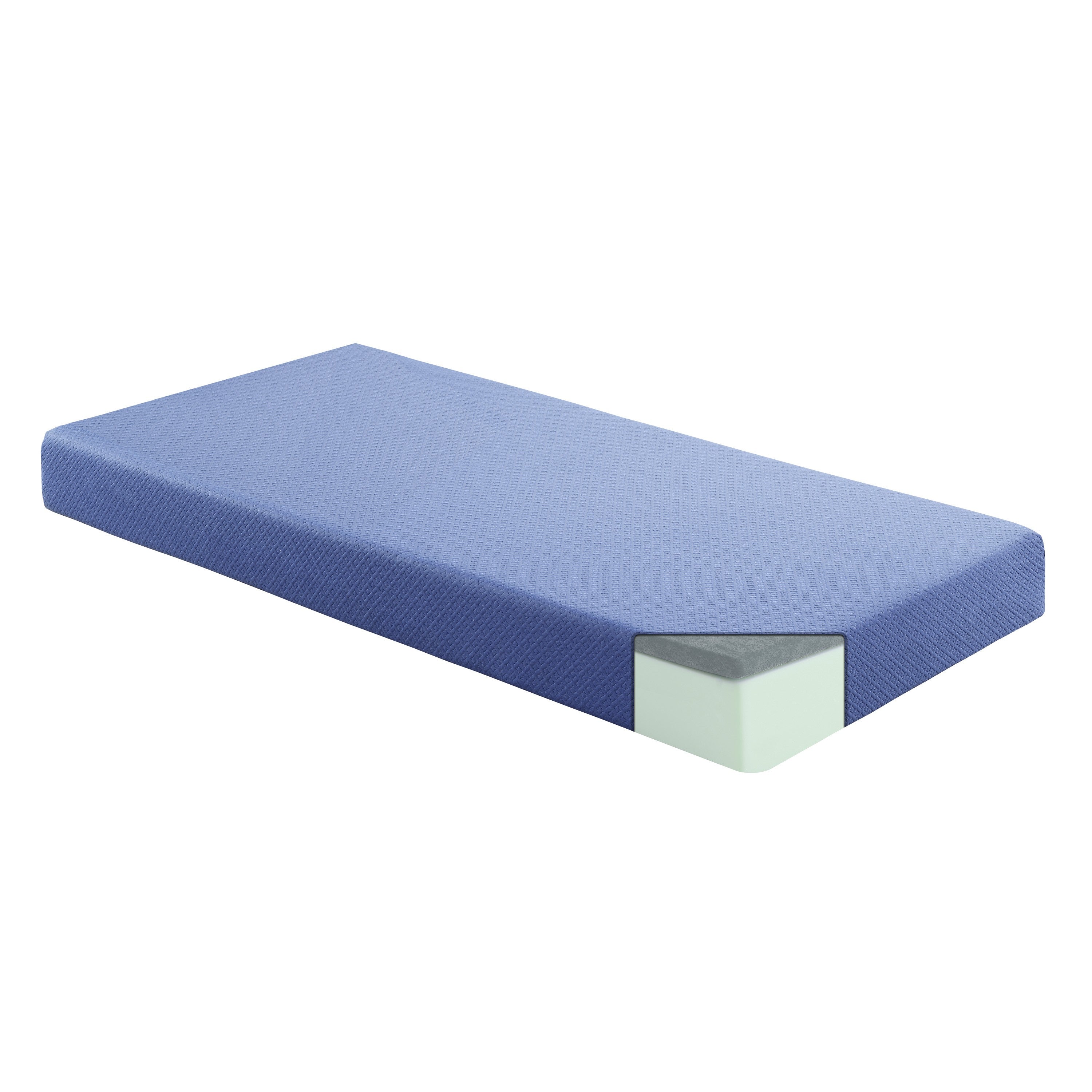 MT-PG07BLT 7&quot; Blue Twin Gel-Infused Memory Foam Mattress Set - MT-PG07BLT - Bien Home Furniture &amp; Electronics