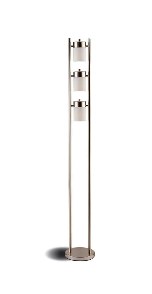 Munson Floor Lamp with 3 Swivel Lights Brushed Silver - 900733 - Bien Home Furniture &amp; Electronics
