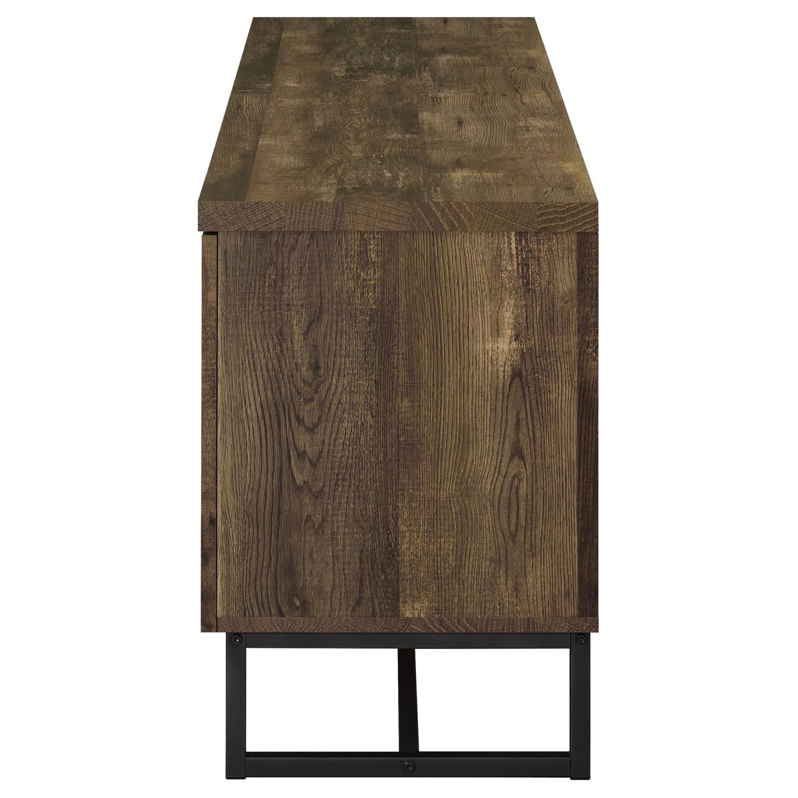 Myles 2-Door TV Console with Adjustable Shelves Rustic Oak Herringbone - 736052 - Bien Home Furniture & Electronics