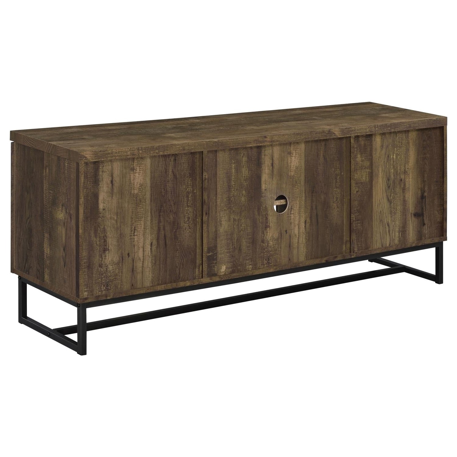 Myles 2-Door TV Console with Adjustable Shelves Rustic Oak Herringbone - 736052 - Bien Home Furniture & Electronics