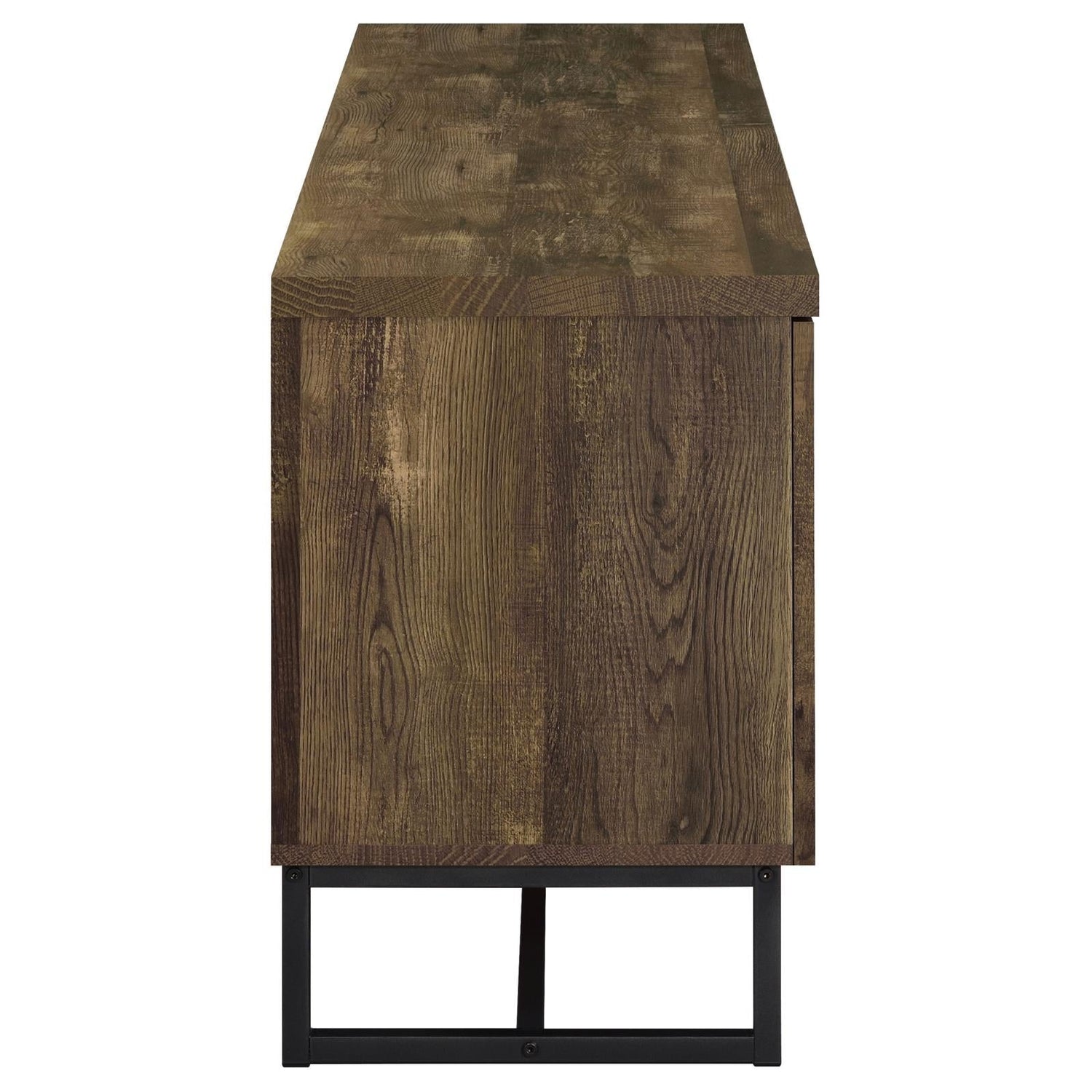 Myles 2-Door TV Console with Adjustable Shelves Rustic Oak Herringbone - 736052 - Bien Home Furniture & Electronics