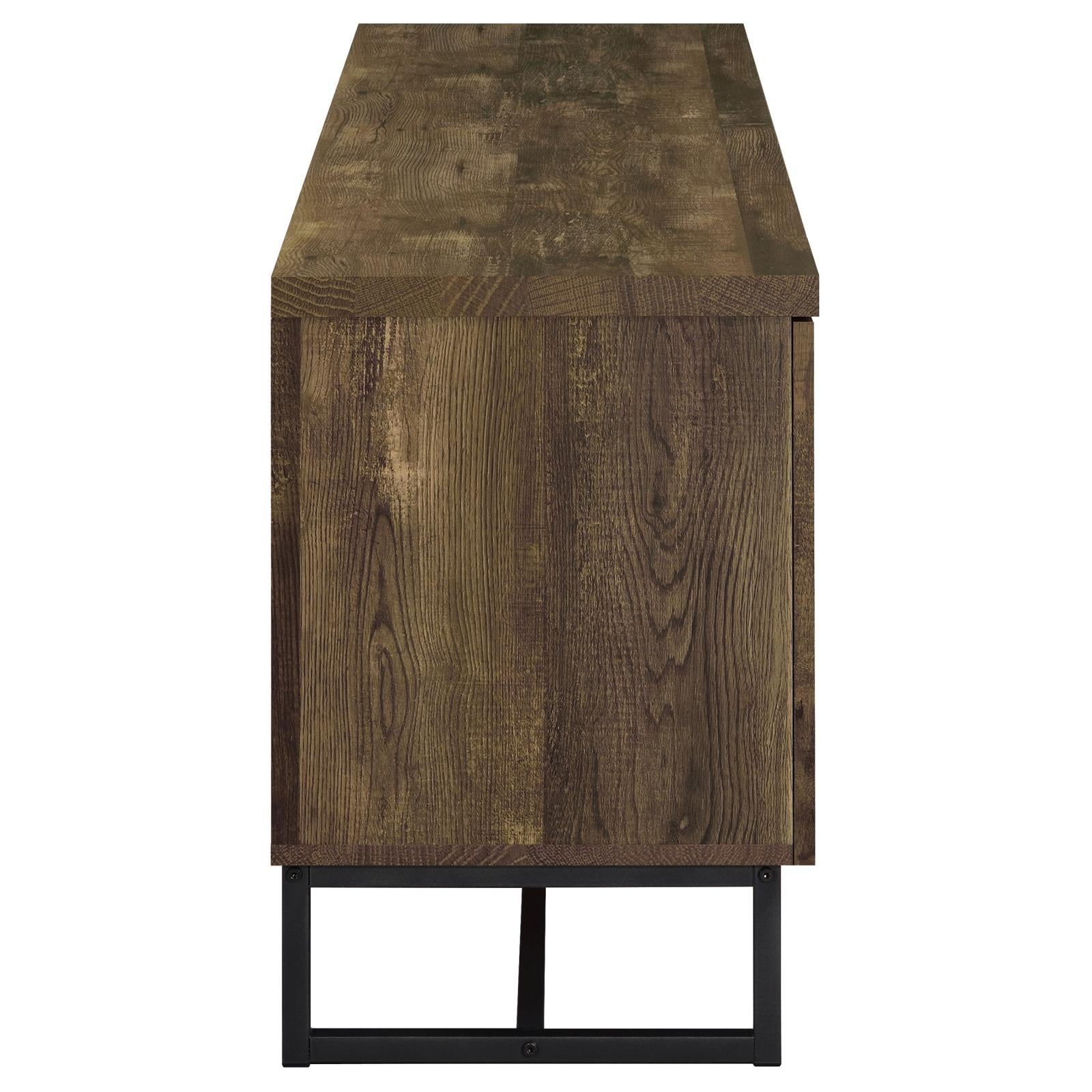 Myles 2-Door TV Console with Adjustable Shelves Rustic Oak Herringbone - 736052 - Bien Home Furniture & Electronics