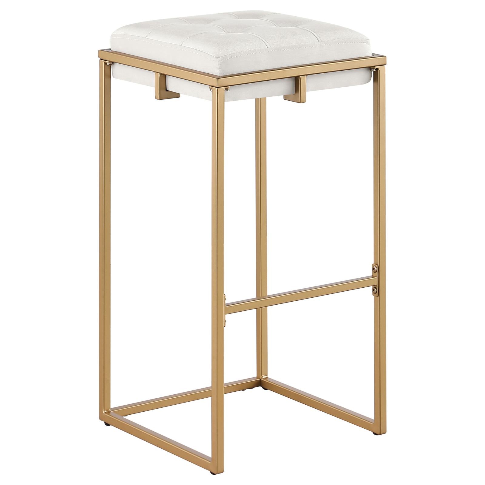 Nadia Beige/Gold Square Padded Seat Bar Stool, Set of 2 - 183646 - Bien Home Furniture & Electronics
