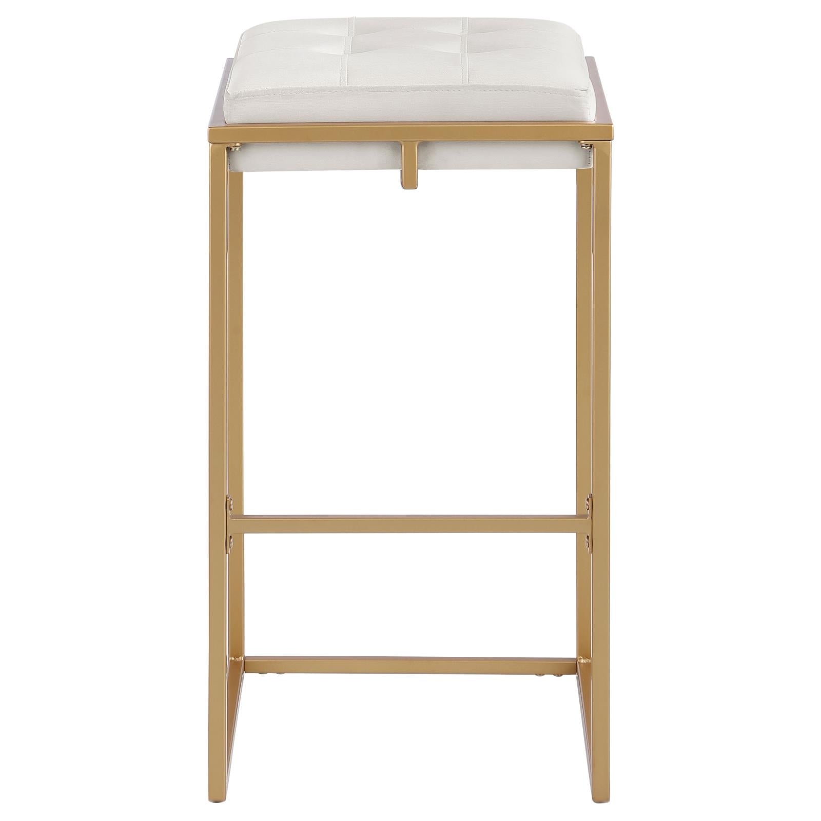 Nadia Beige/Gold Square Padded Seat Bar Stool, Set of 2 - 183646 - Bien Home Furniture & Electronics