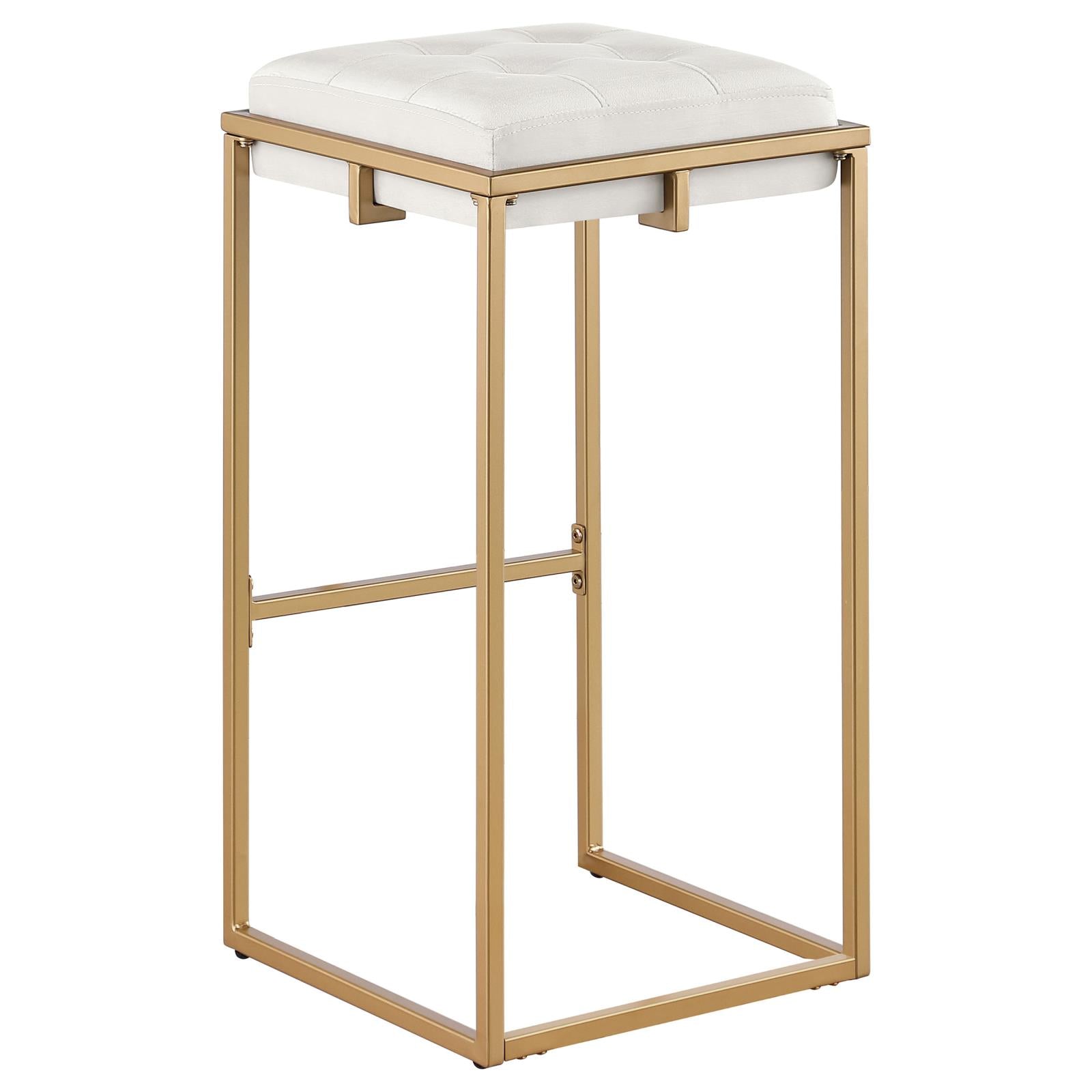 Nadia Beige/Gold Square Padded Seat Bar Stool, Set of 2 - 183646 - Bien Home Furniture & Electronics