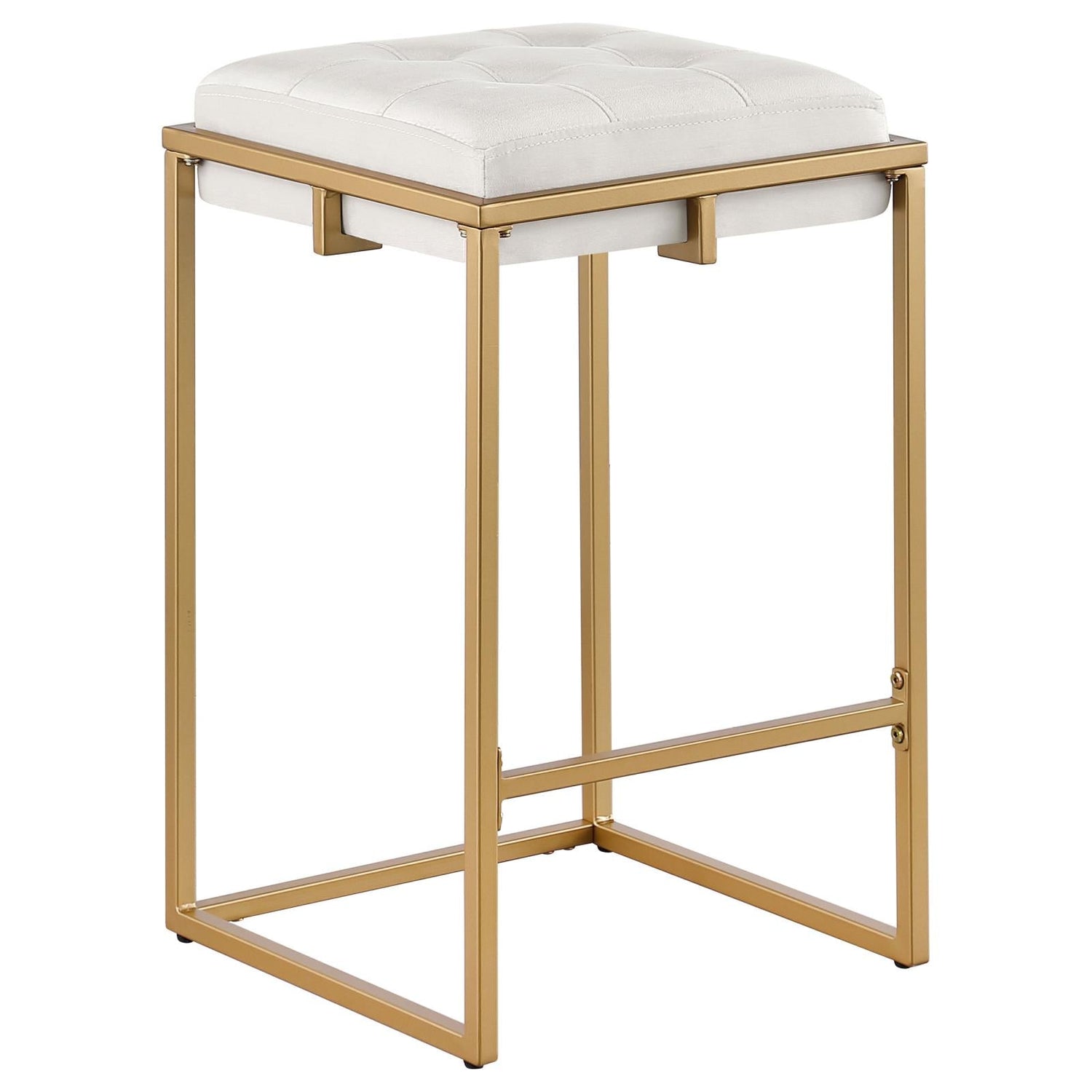Nadia Beige/Gold Square Padded Seat Counter Height Stool, Set of 2 - 183645 - Bien Home Furniture & Electronics