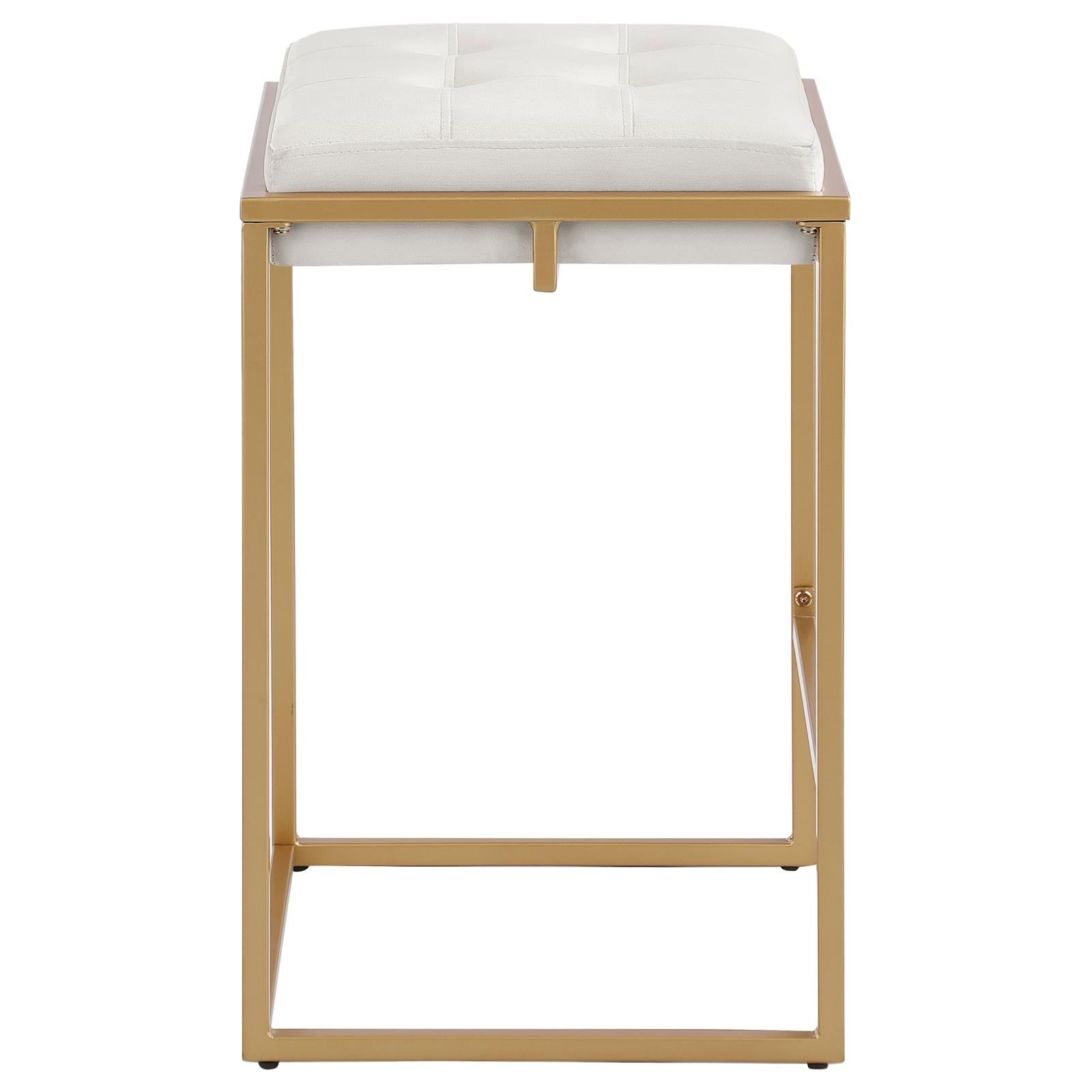 Nadia Beige/Gold Square Padded Seat Counter Height Stool, Set of 2 - 183645 - Bien Home Furniture & Electronics