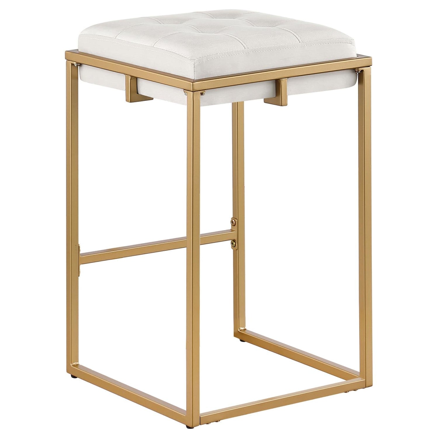 Nadia Beige/Gold Square Padded Seat Counter Height Stool, Set of 2 - 183645 - Bien Home Furniture & Electronics
