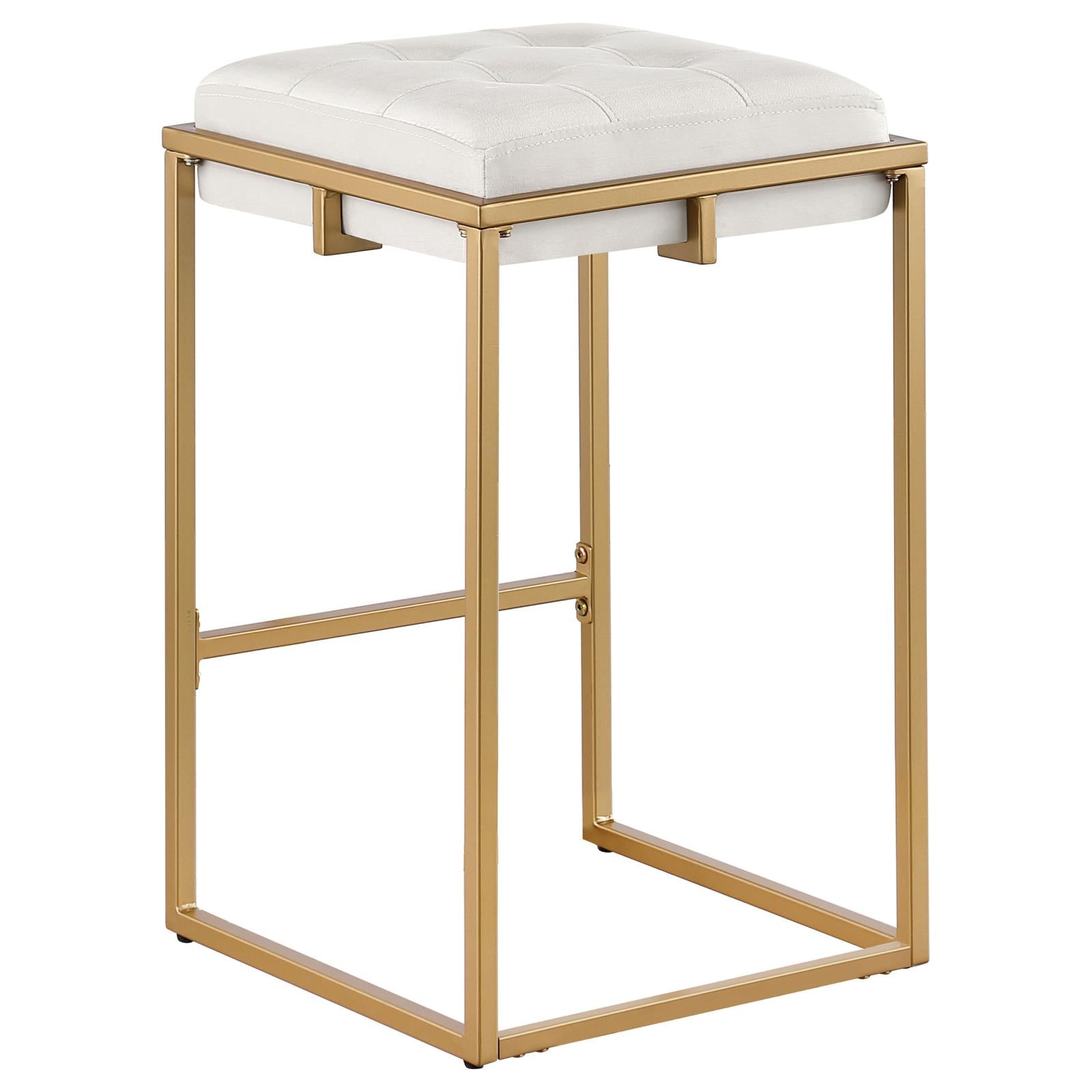 Nadia Beige/Gold Square Padded Seat Counter Height Stool, Set of 2 - 183645 - Bien Home Furniture & Electronics