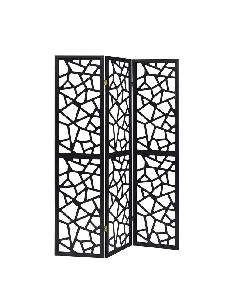 Nailan 3-Panel Open Mosaic Pattern Room Divider Black - 900092 - Bien Home Furniture & Electronics