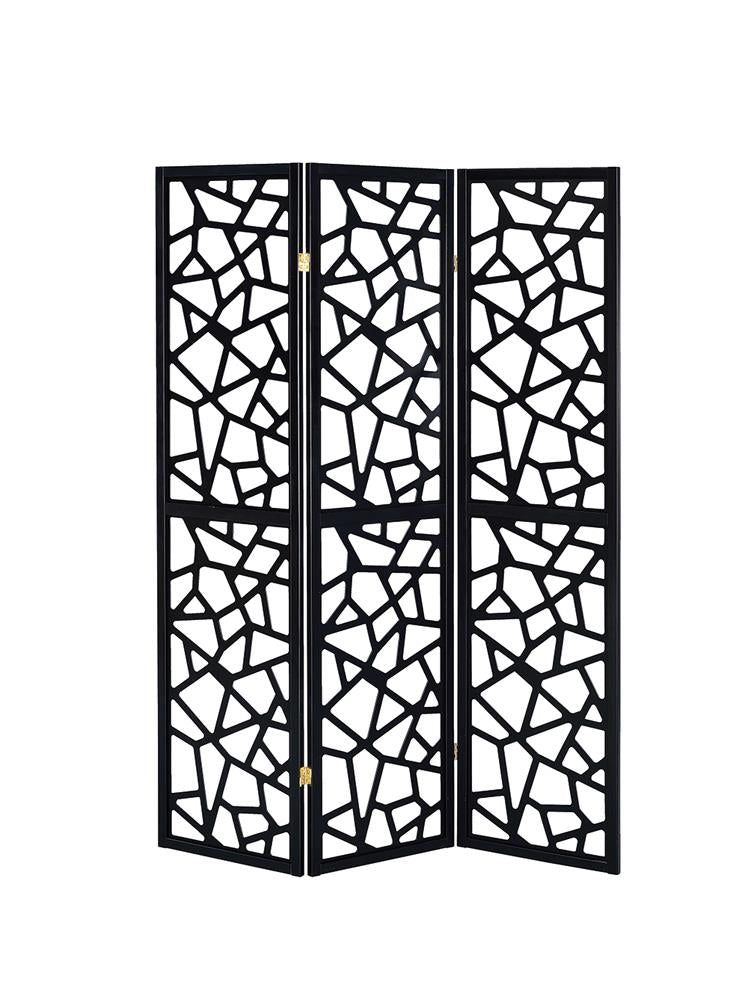 Nailan 3-Panel Open Mosaic Pattern Room Divider Black - 900092 - Bien Home Furniture & Electronics