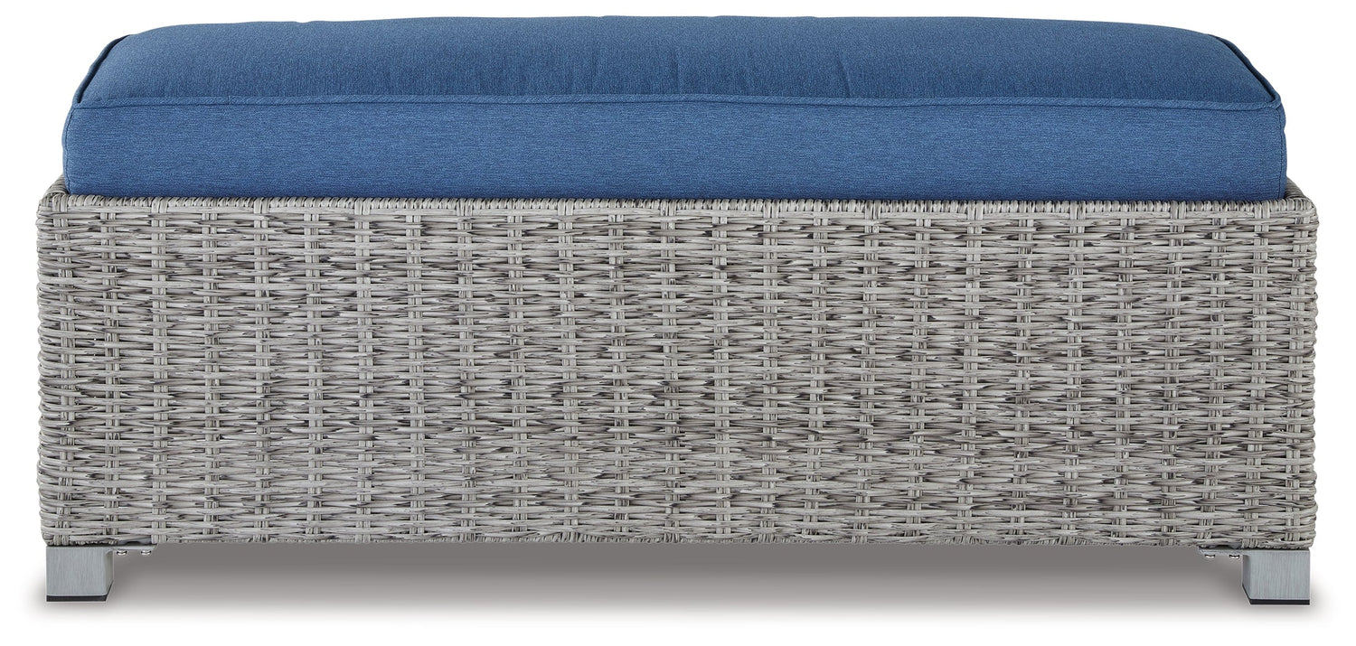 Naples Beach Light Gray Outdoor Bench with Cushion - P439-600 - Bien Home Furniture & Electronics
