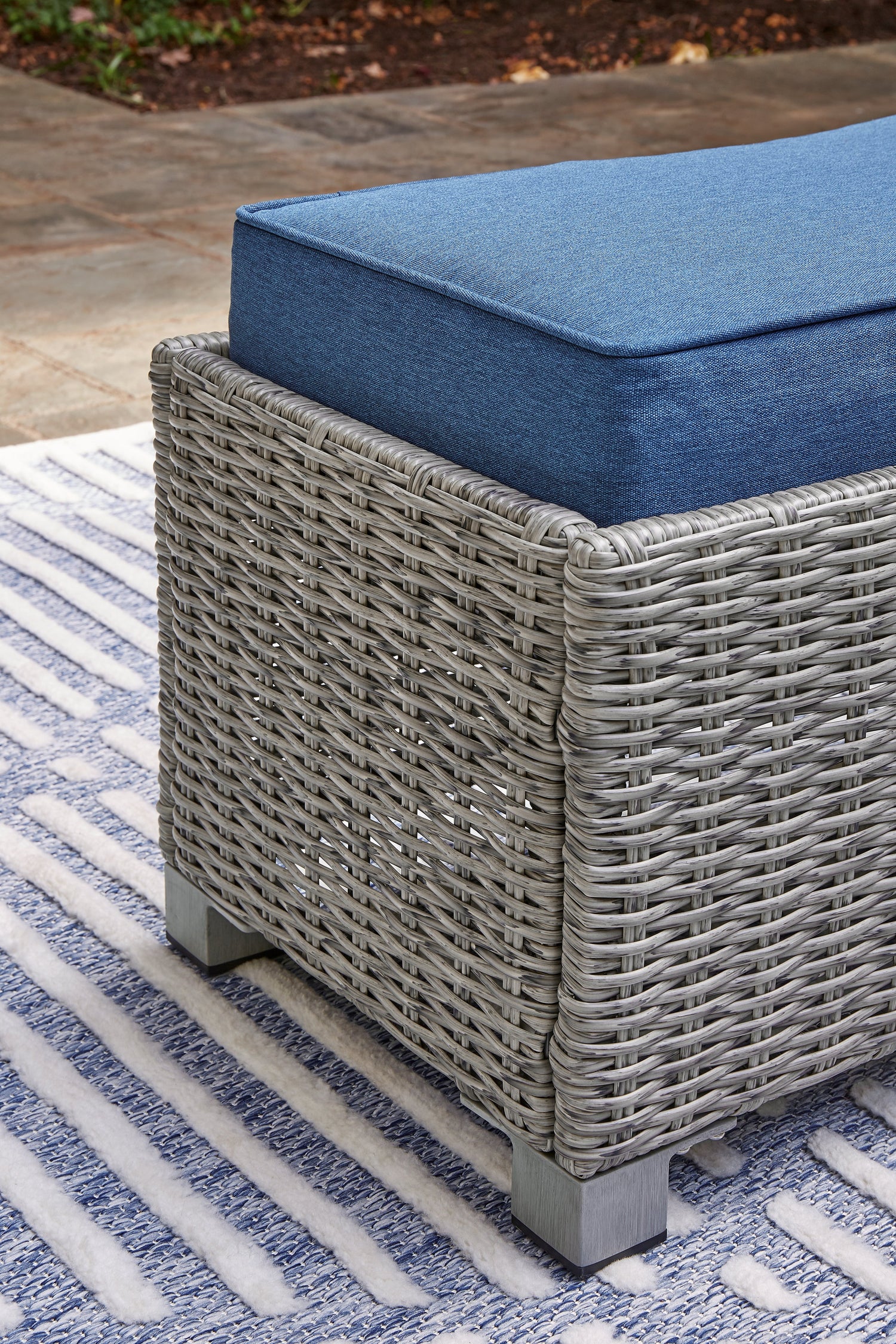 Naples Beach Light Gray Outdoor Bench with Cushion - P439-600 - Bien Home Furniture & Electronics