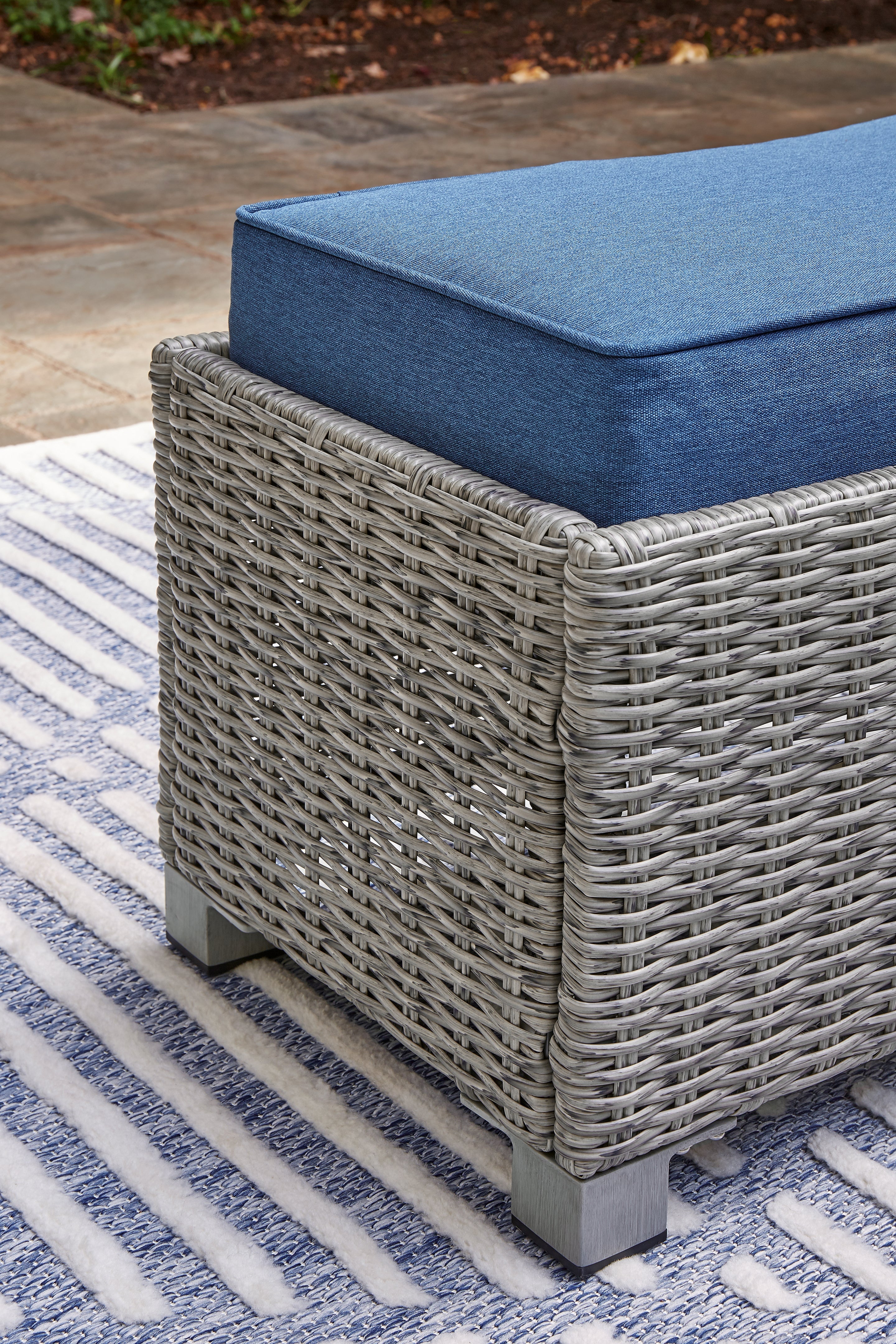 Naples Beach Light Gray Outdoor Bench with Cushion - P439-600 - Bien Home Furniture & Electronics