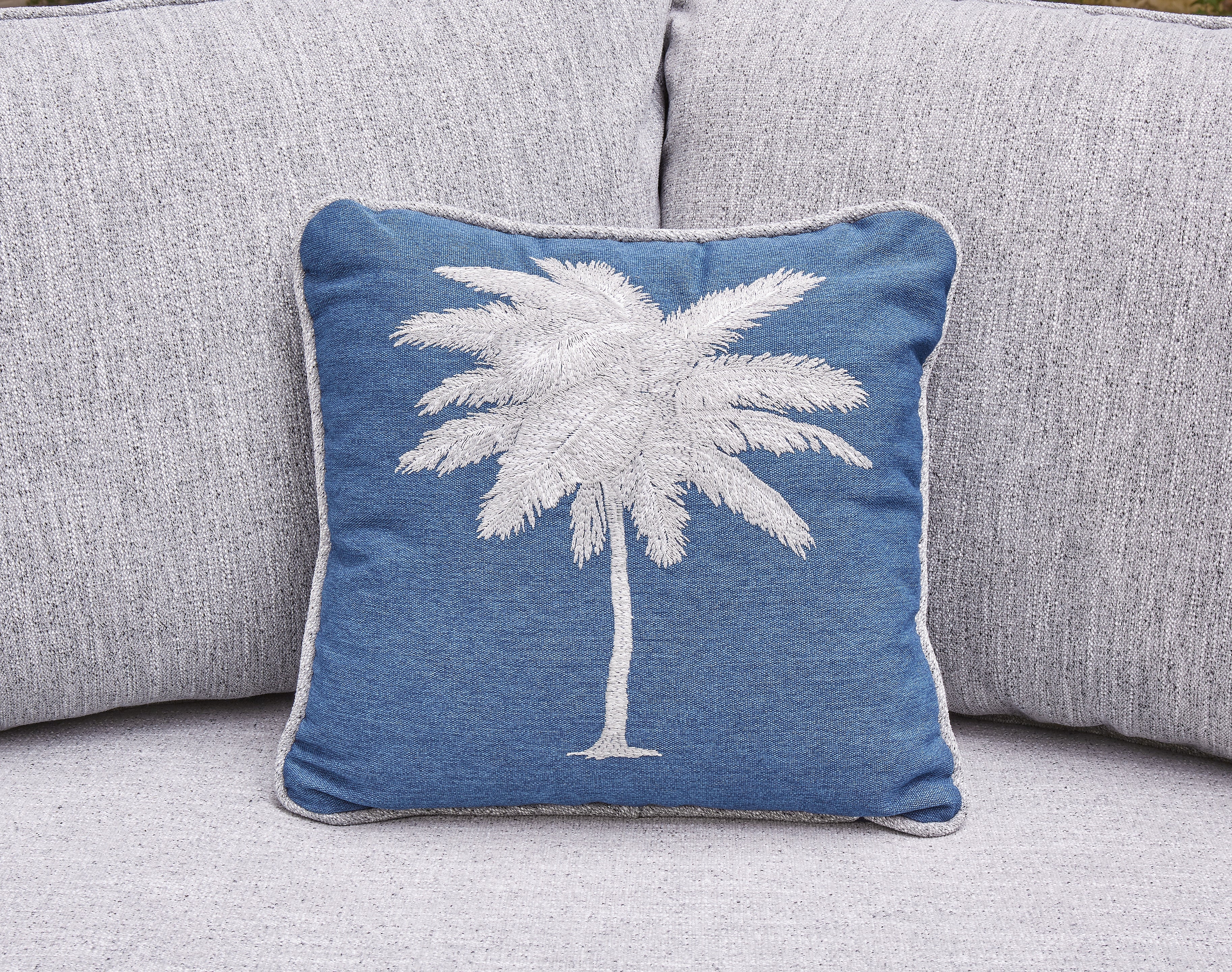 NAPLES BEACH Light Gray Outdoor Right and Left-arm Facing Loveseat with Cushion, Set of 2 - P439-854 - Bien Home Furniture & Electronics