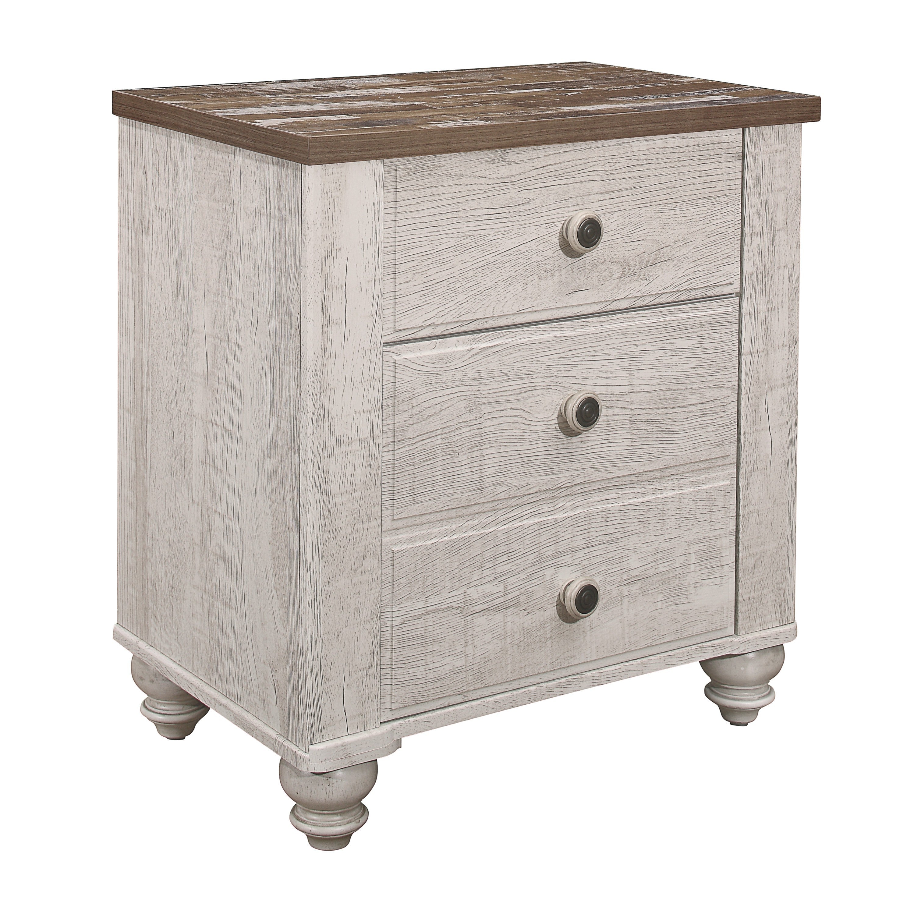 Nashville Antique White/Brown Nightstand - 1903-4 - Bien Home Furniture & Electronics