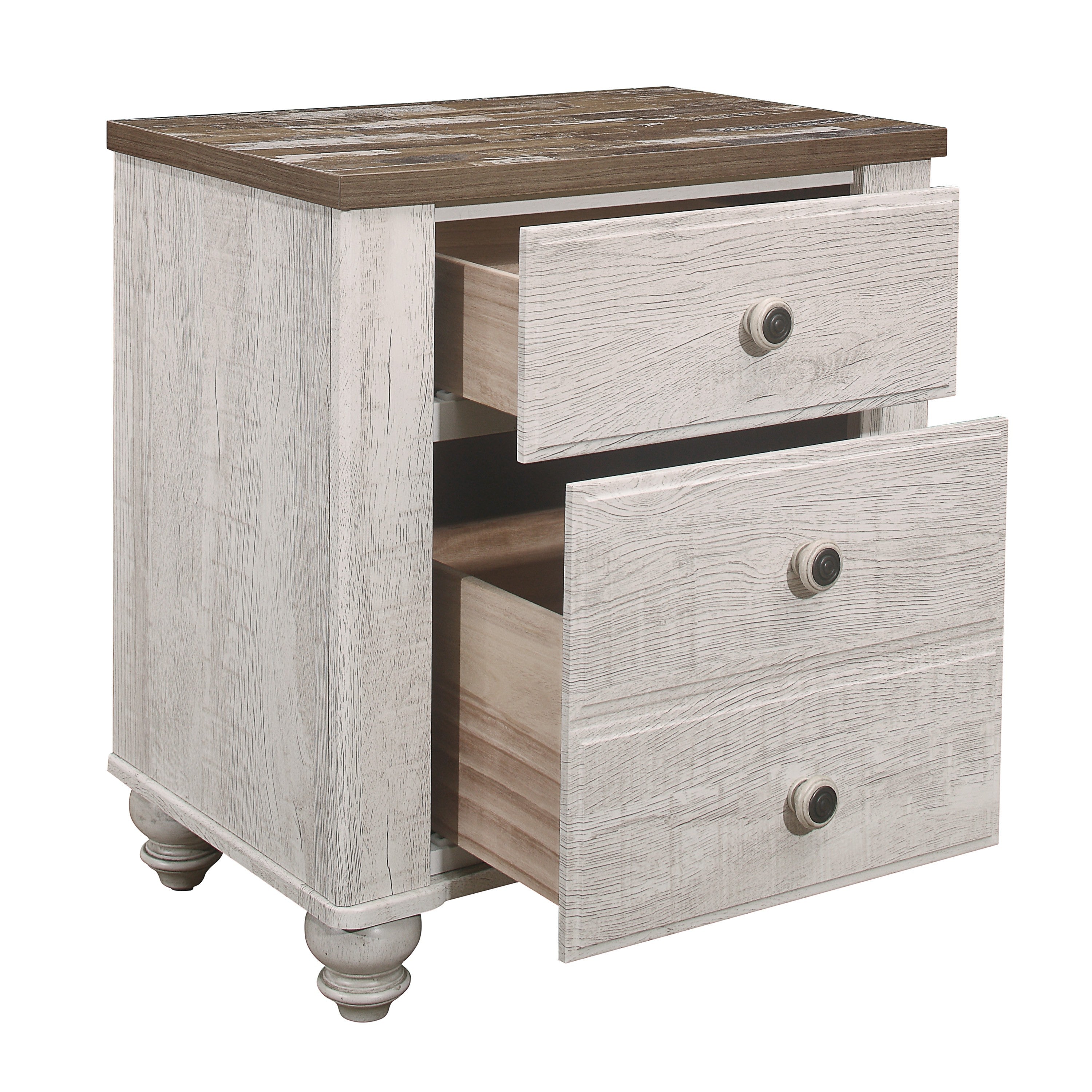 Nashville Antique White/Brown Nightstand - 1903-4 - Bien Home Furniture & Electronics