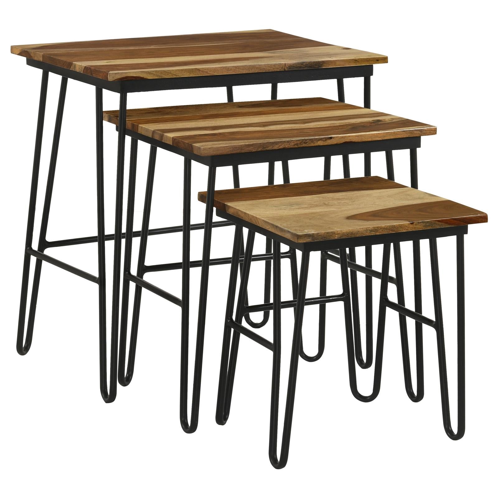Nayeli 3-Piece Nesting Table with Hairpin Legs Natural/Black - 935981 - Bien Home Furniture & Electronics