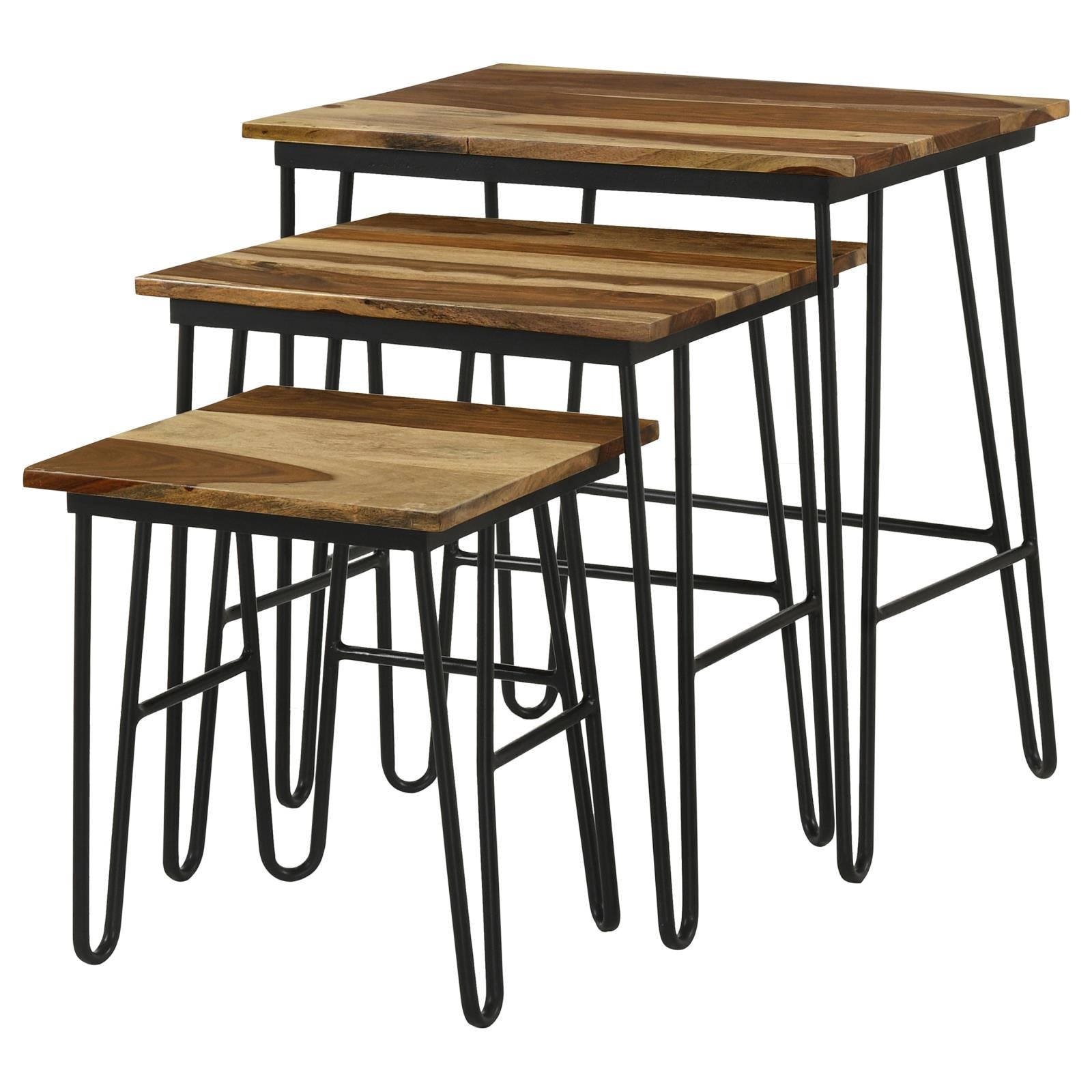 Nayeli 3-Piece Nesting Table with Hairpin Legs Natural/Black - 935981 - Bien Home Furniture & Electronics