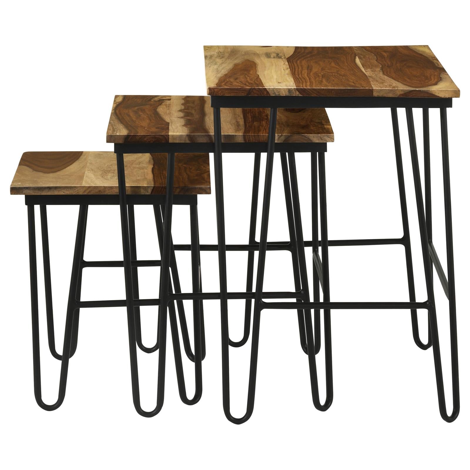Nayeli 3-Piece Nesting Table with Hairpin Legs Natural/Black - 935981 - Bien Home Furniture & Electronics