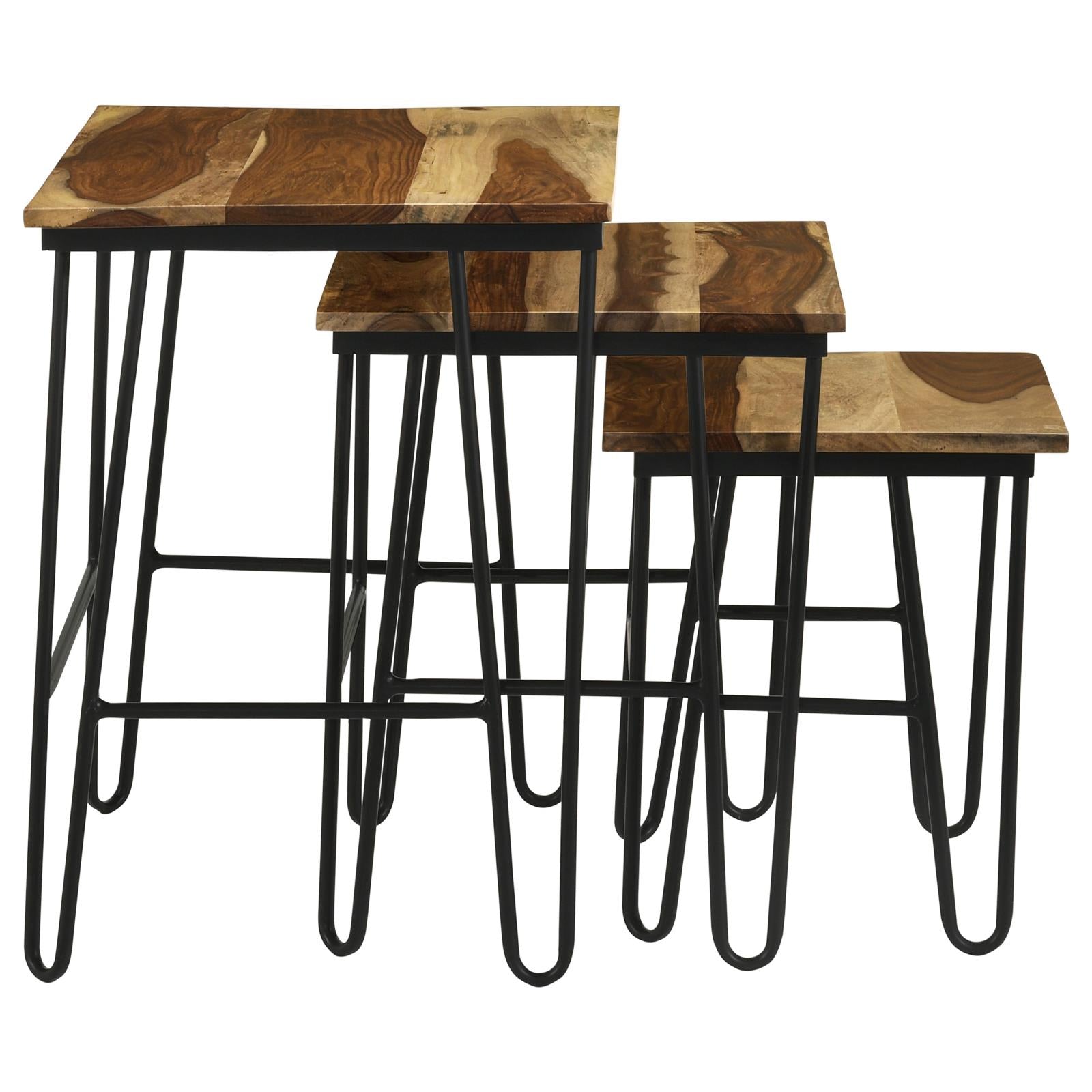 Nayeli 3-Piece Nesting Table with Hairpin Legs Natural/Black - 935981 - Bien Home Furniture & Electronics