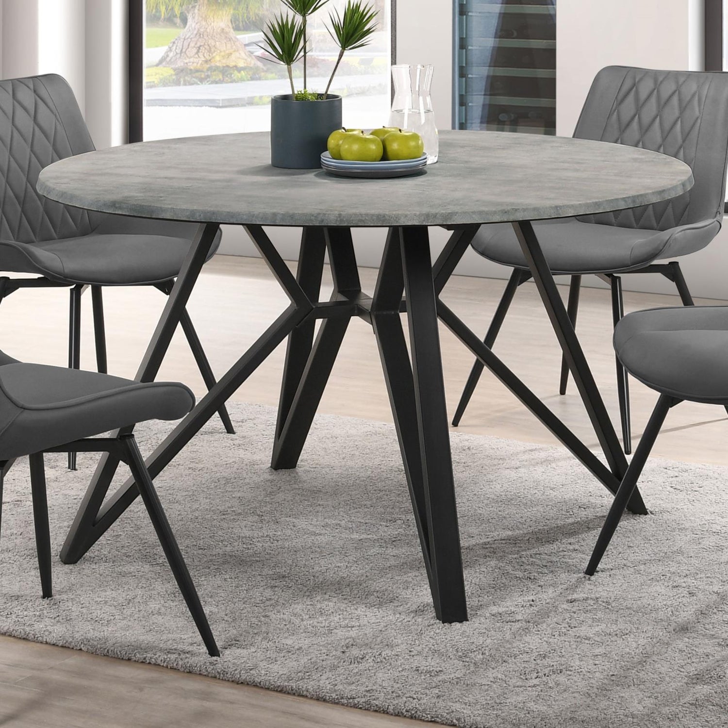 Neil Concrete/Black Round Wood Top Dining Table - 193801 - Bien Home Furniture & Electronics