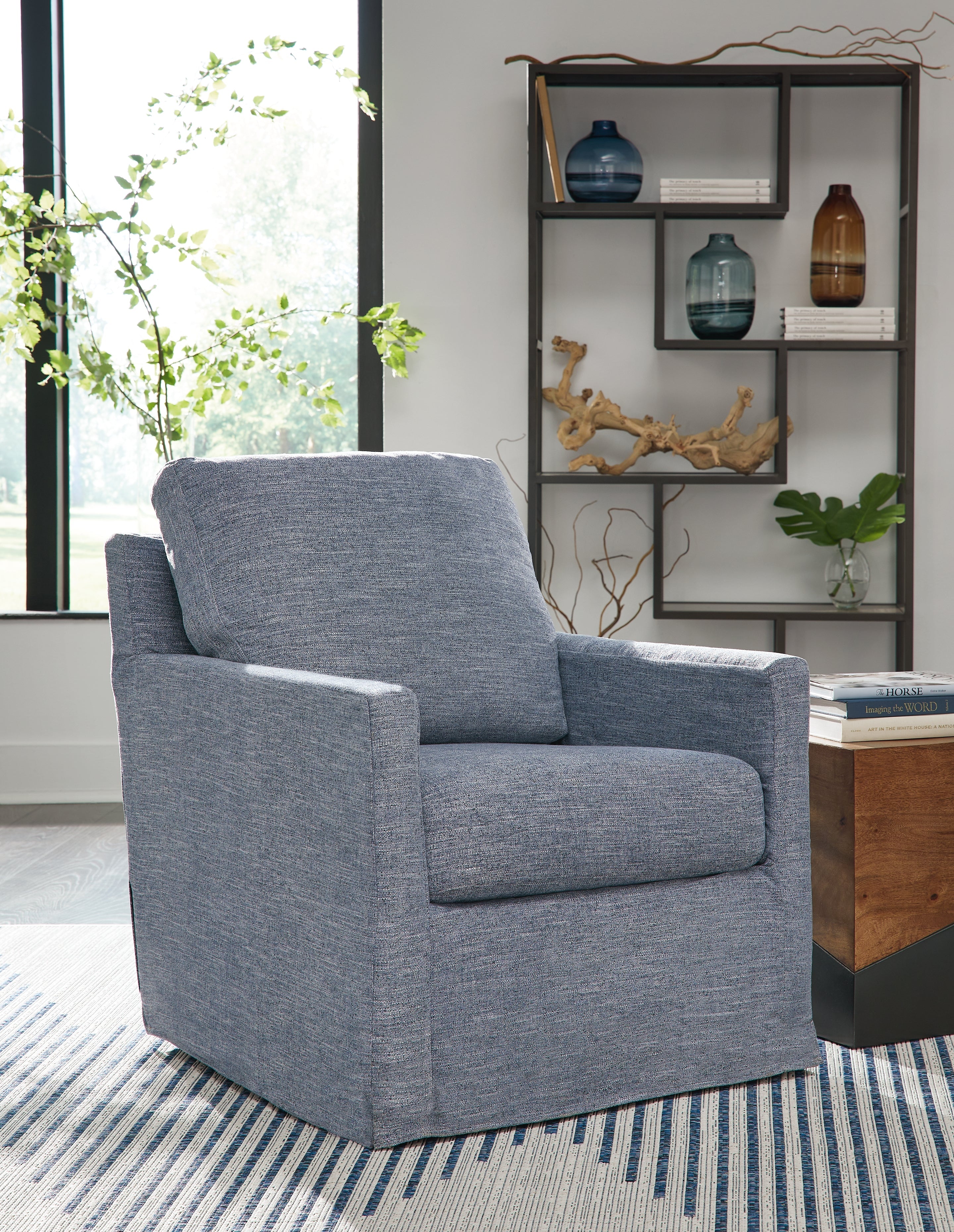 Nenana Next-Gen Nuvella Denim Swivel Glider Accent Chair - A3000646 - Bien Home Furniture &amp; Electronics