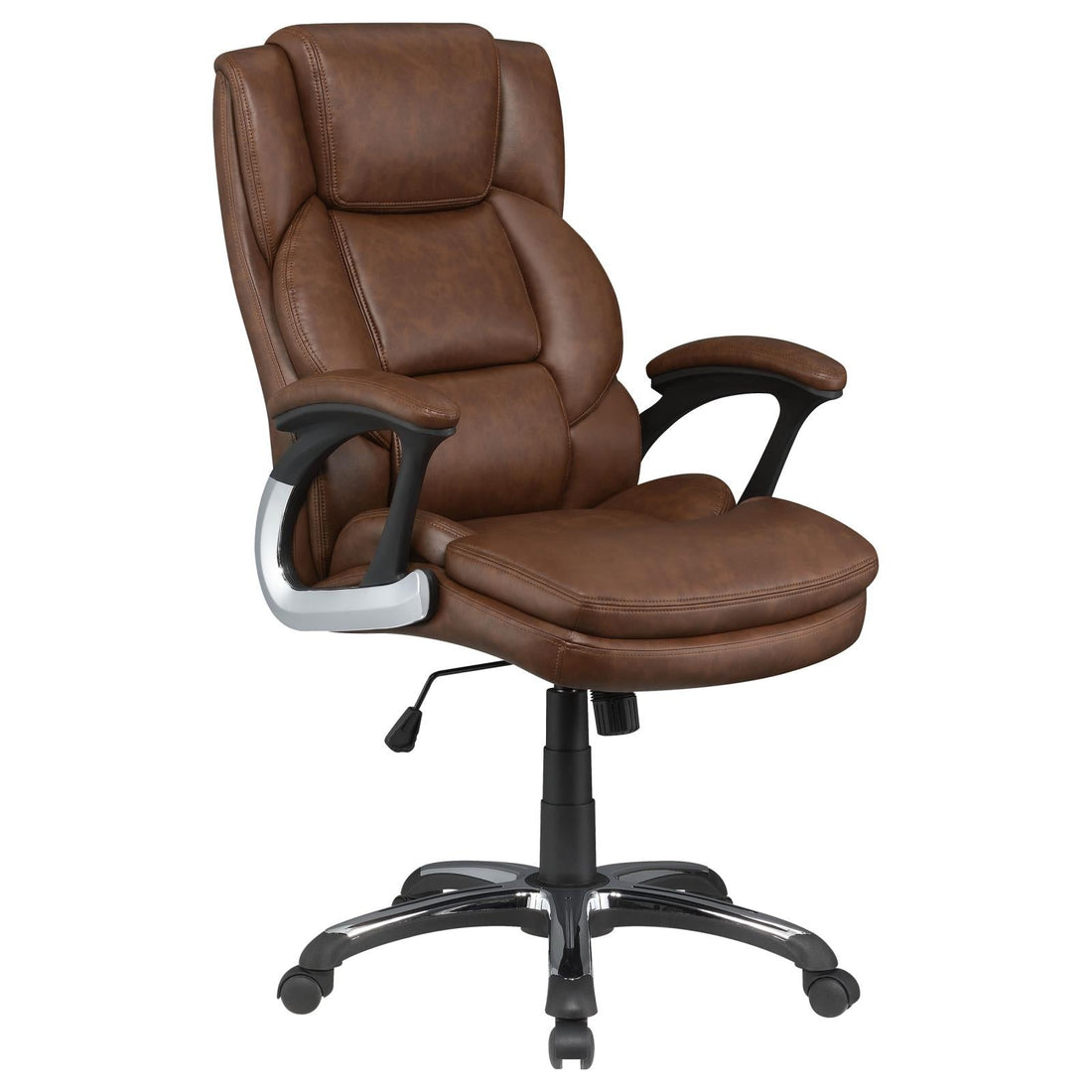 Nerris Brown/Black Adjustable Height Office Chair with Padded Arm - 881184 - Bien Home Furniture &amp; Electronics