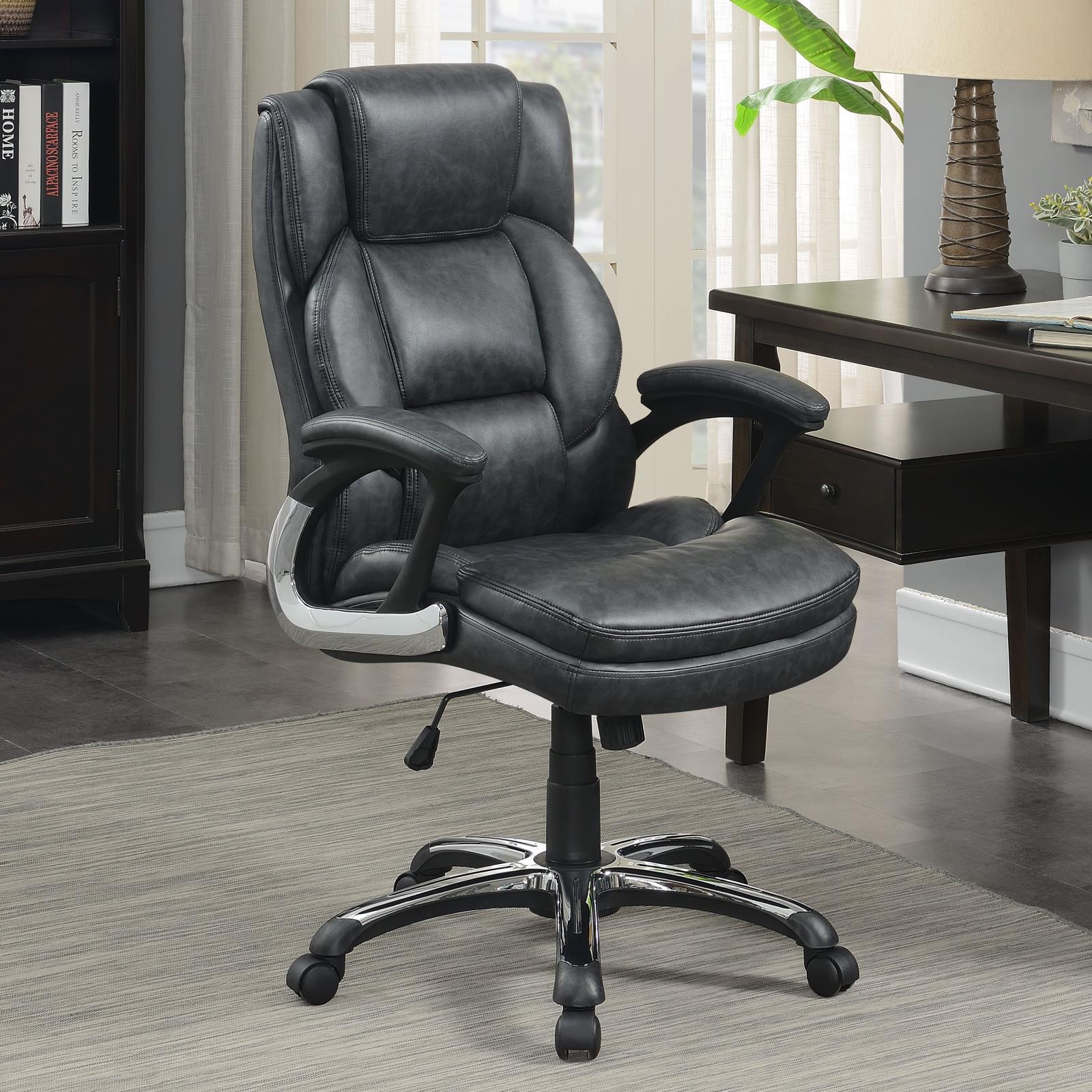 Nerris Gray/Black Adjustable Height Office Chair with Padded Arm - 881183 - Bien Home Furniture &amp; Electronics