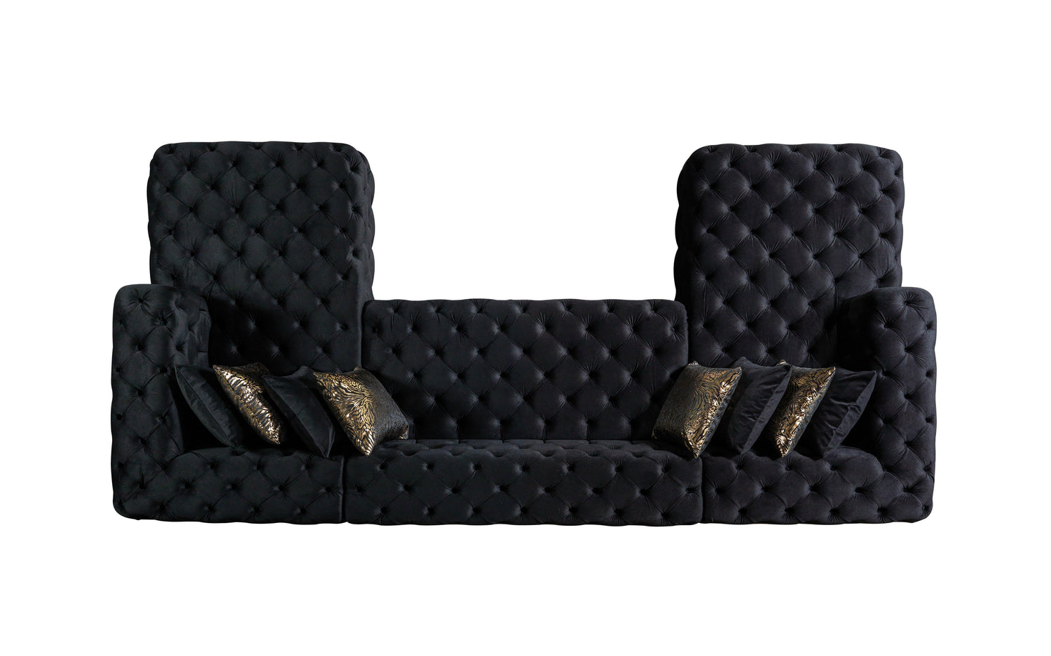 Neva Black Velvet Double Chaise Sectional - NEVABLACK-SEC - Bien Home Furniture & Electronics