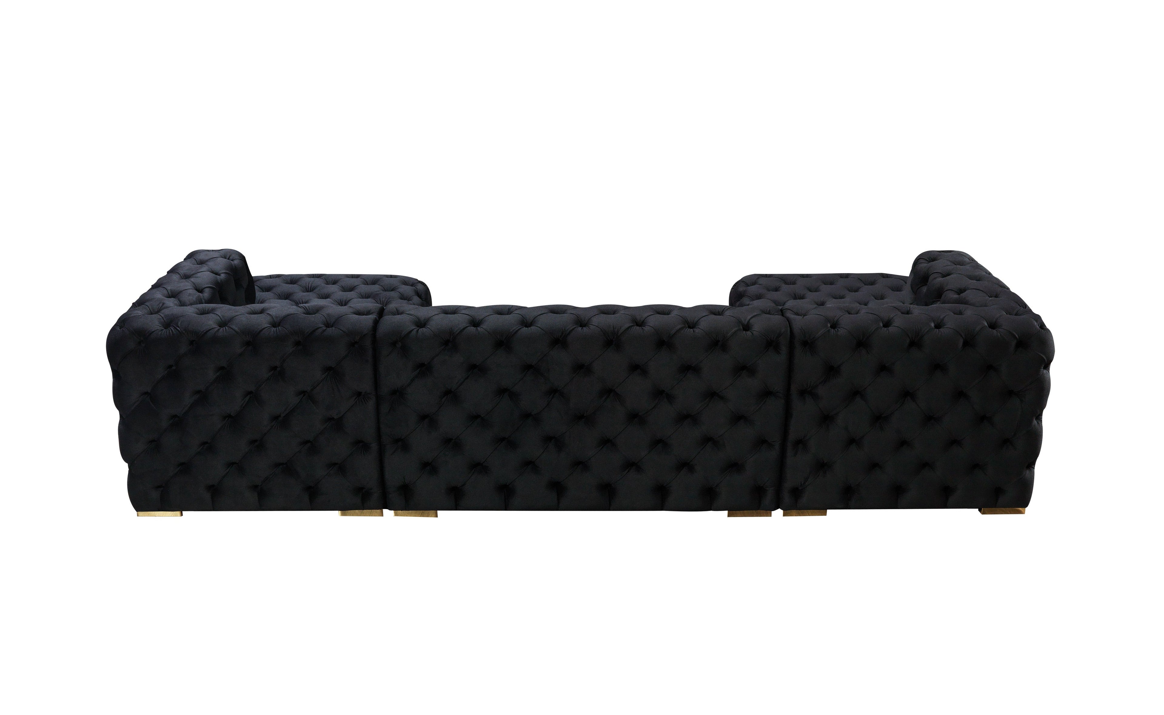 Neva Black Velvet Double Chaise Sectional - NEVABLACK-SEC - Bien Home Furniture & Electronics