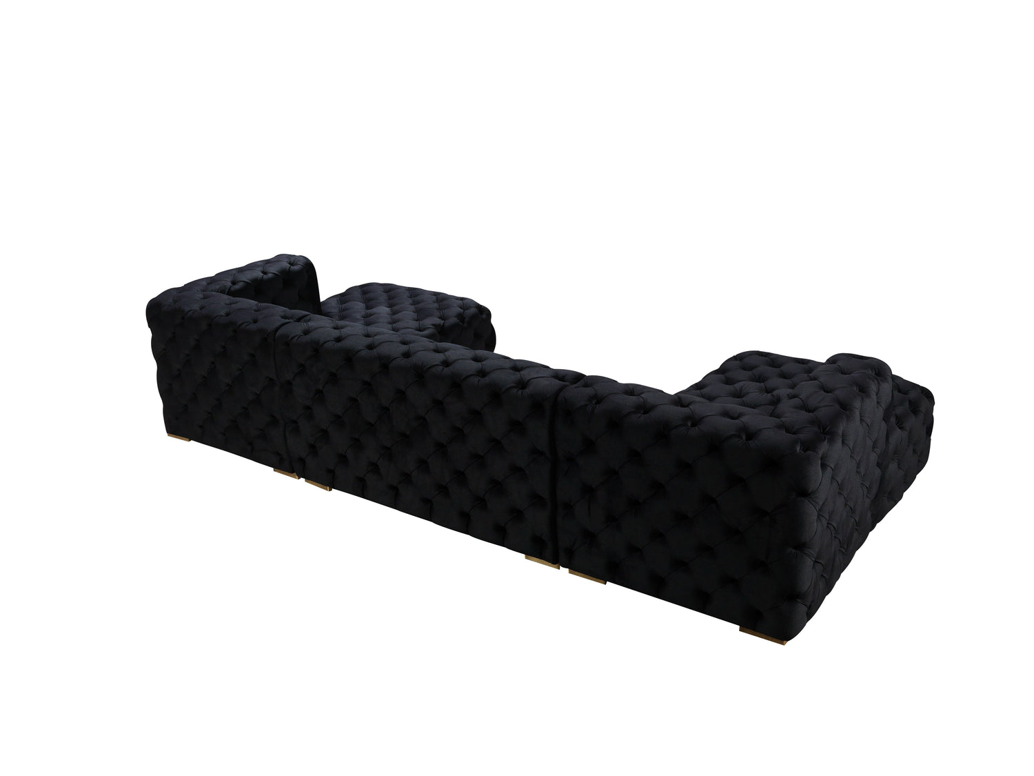 Neva Black Velvet Double Chaise Sectional - NEVABLACK-SEC - Bien Home Furniture & Electronics