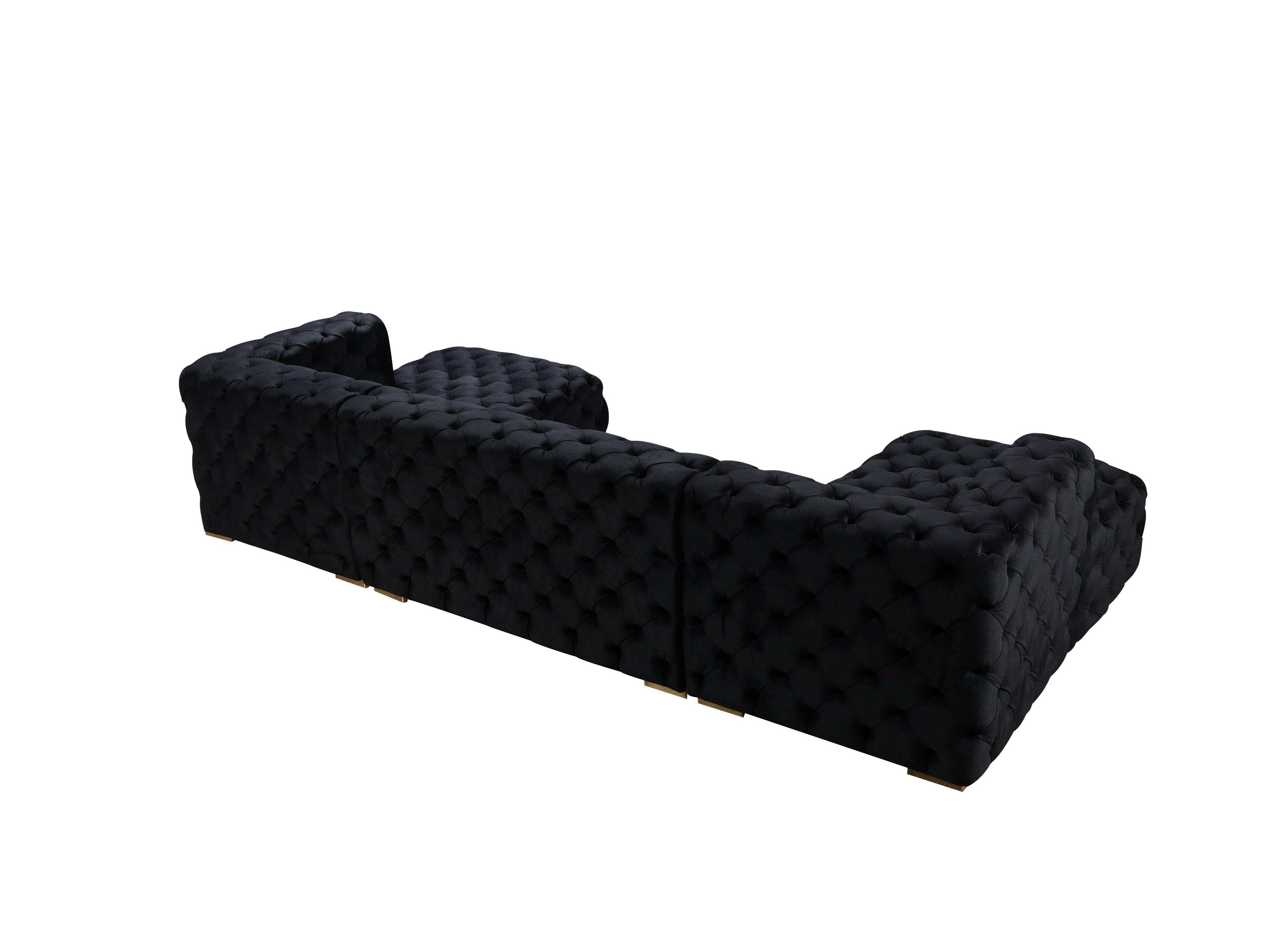 Neva Black Velvet Double Chaise Sectional - NEVABLACK-SEC - Bien Home Furniture & Electronics