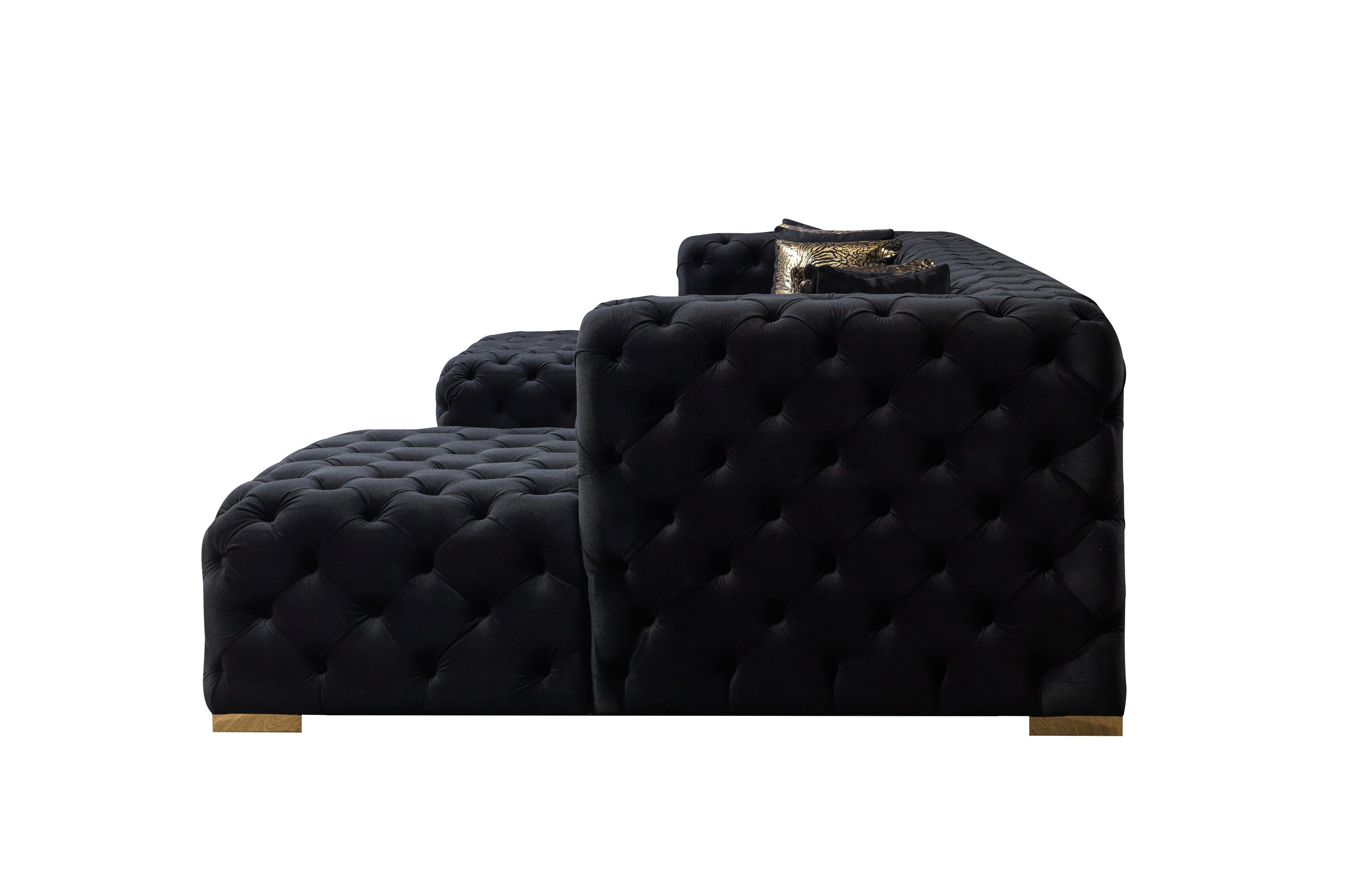 Neva Black Velvet Double Chaise Sectional - NEVABLACK-SEC - Bien Home Furniture & Electronics
