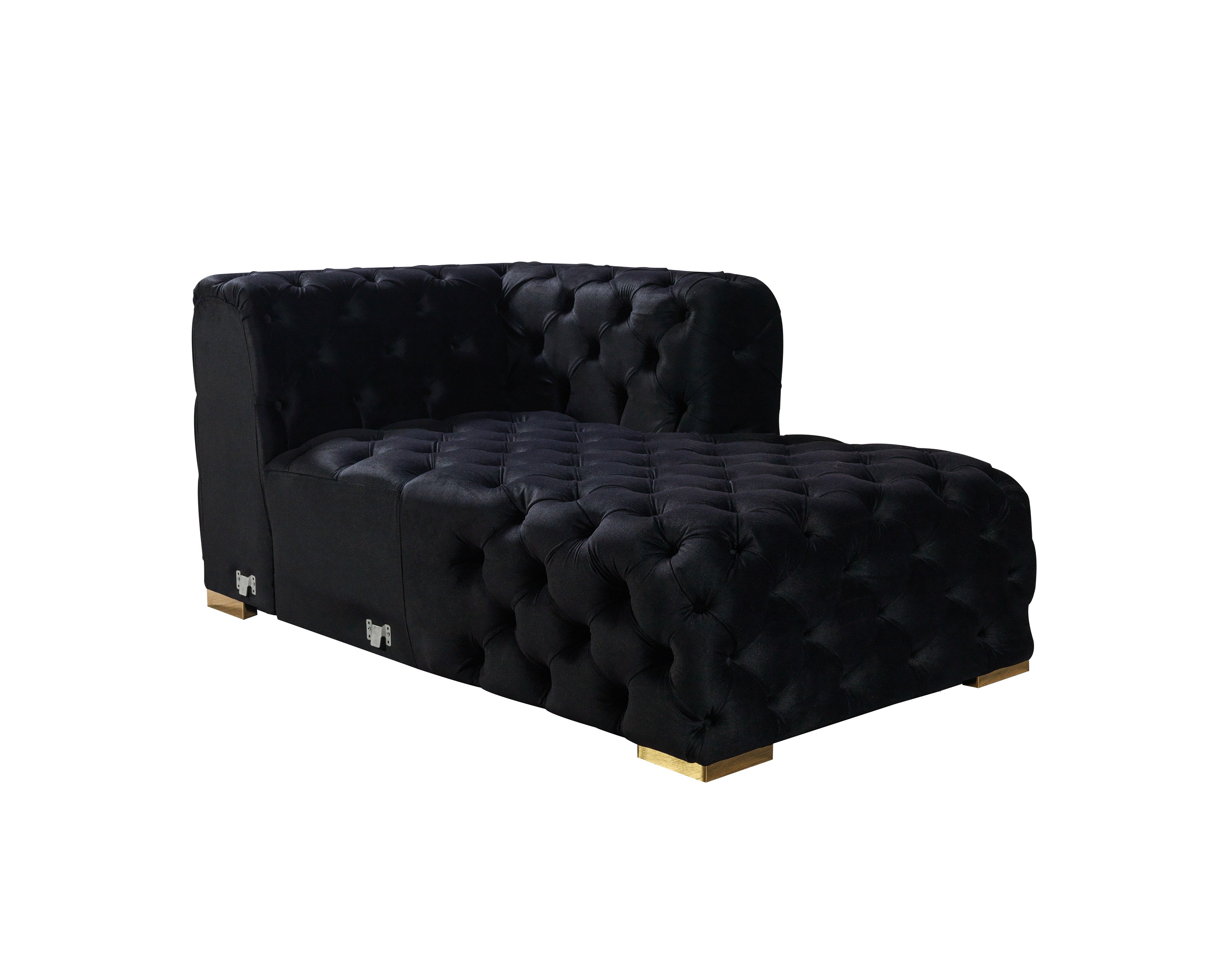 Neva Black Velvet Double Chaise Sectional - NEVABLACK-SEC - Bien Home Furniture & Electronics