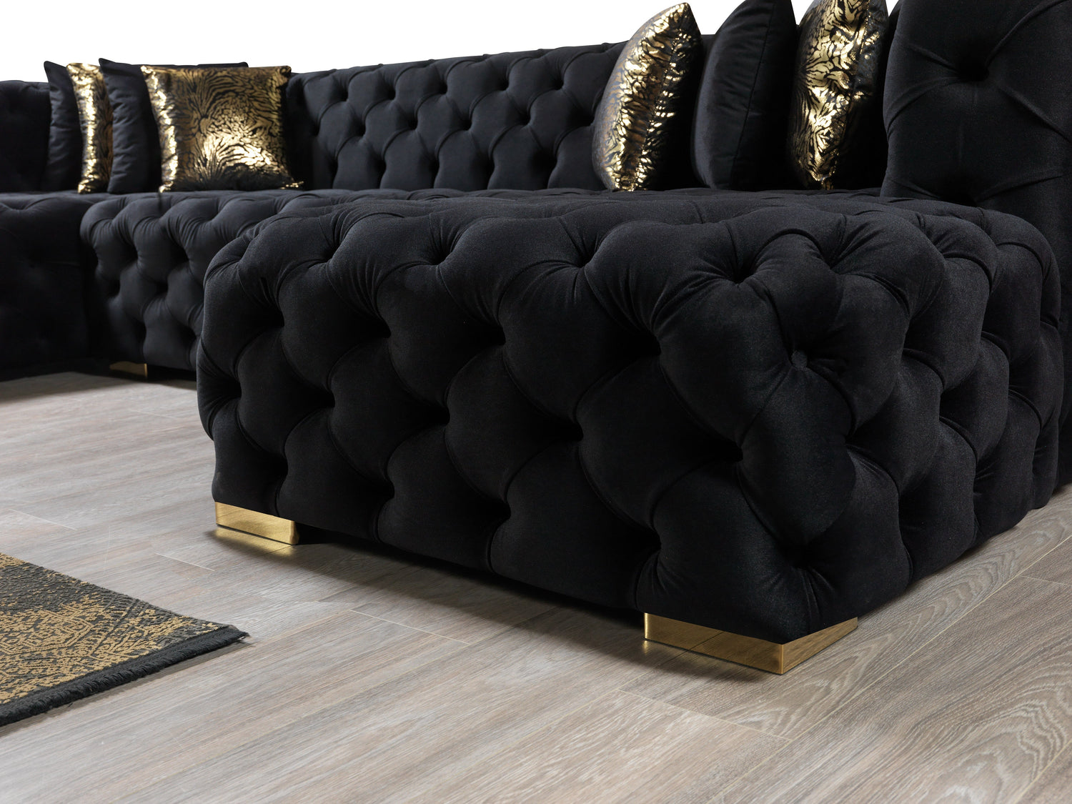 Neva Black Velvet Double Chaise Sectional - NEVABLACK-SEC - Bien Home Furniture & Electronics