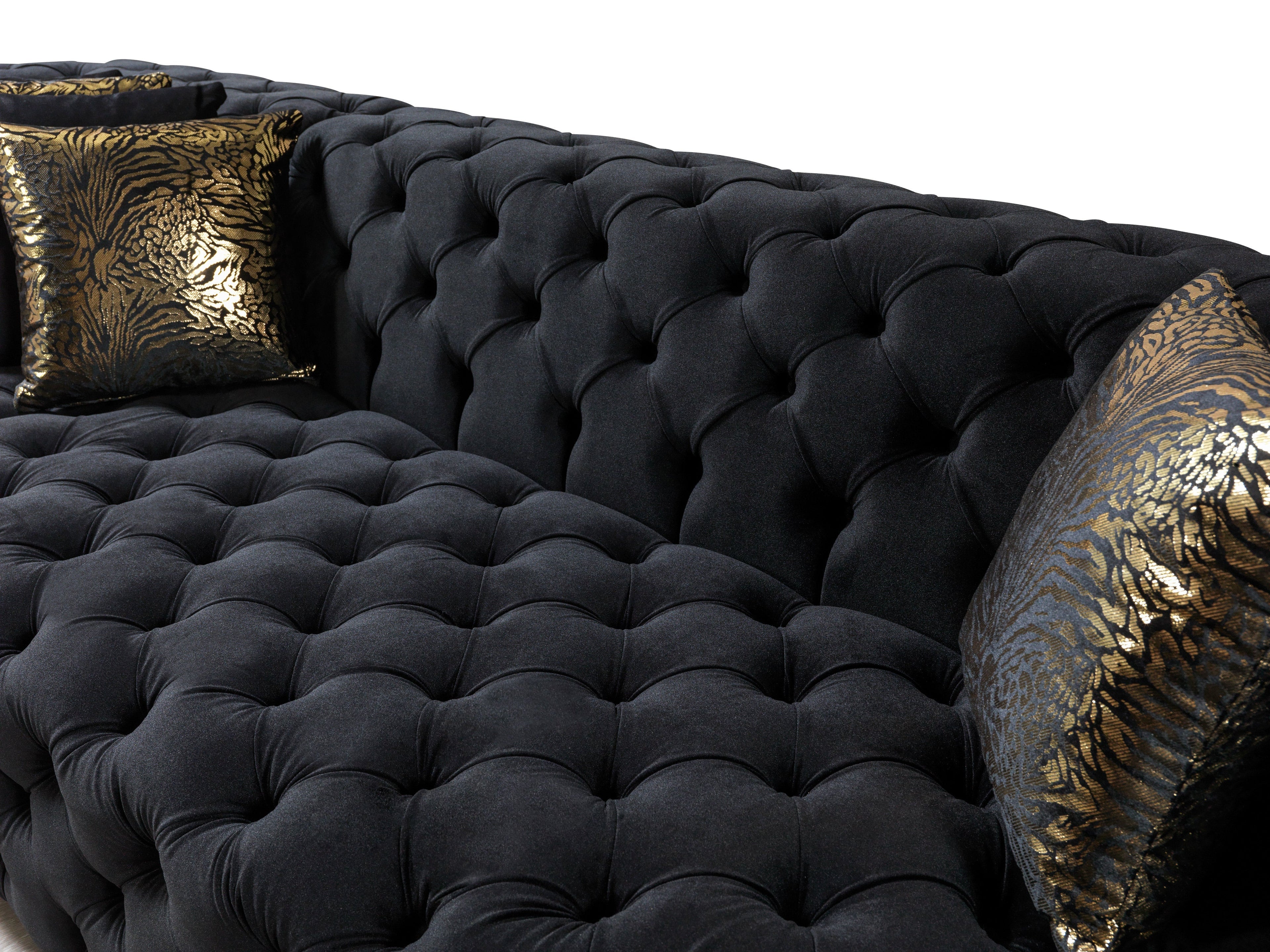Neva Black Velvet Double Chaise Sectional - NEVABLACK-SEC - Bien Home Furniture & Electronics