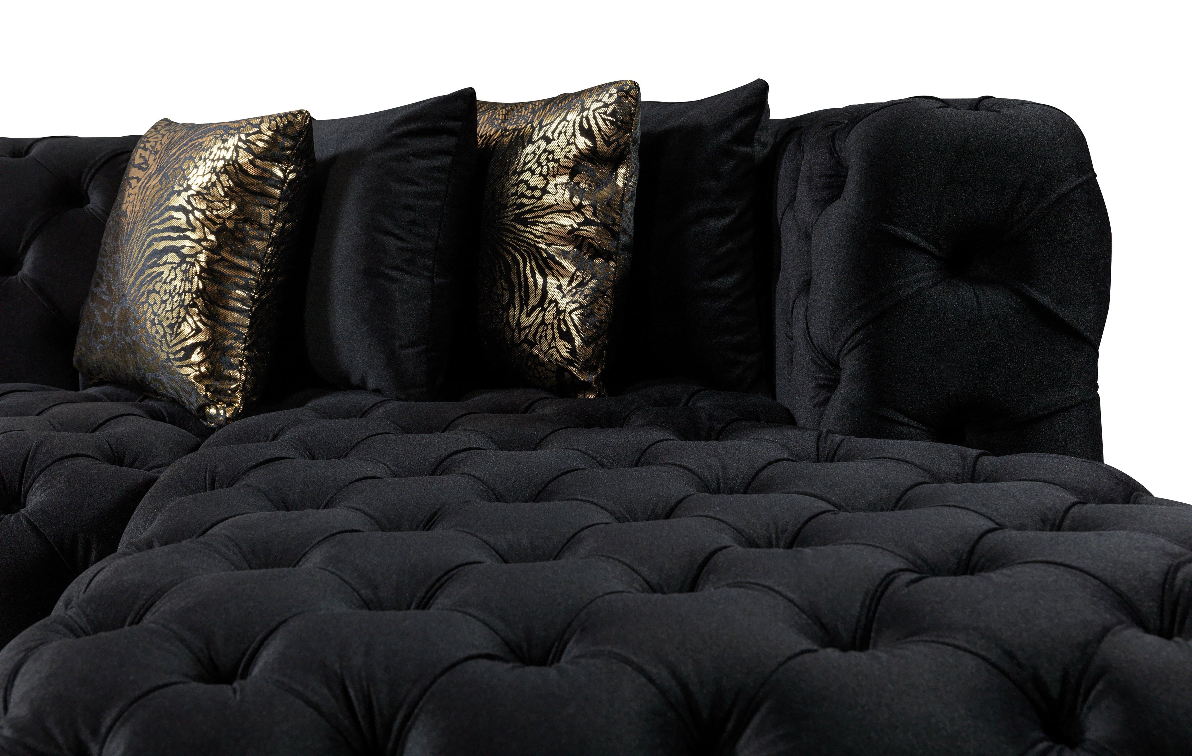 Neva Black Velvet Double Chaise Sectional - NEVABLACK-SEC - Bien Home Furniture & Electronics