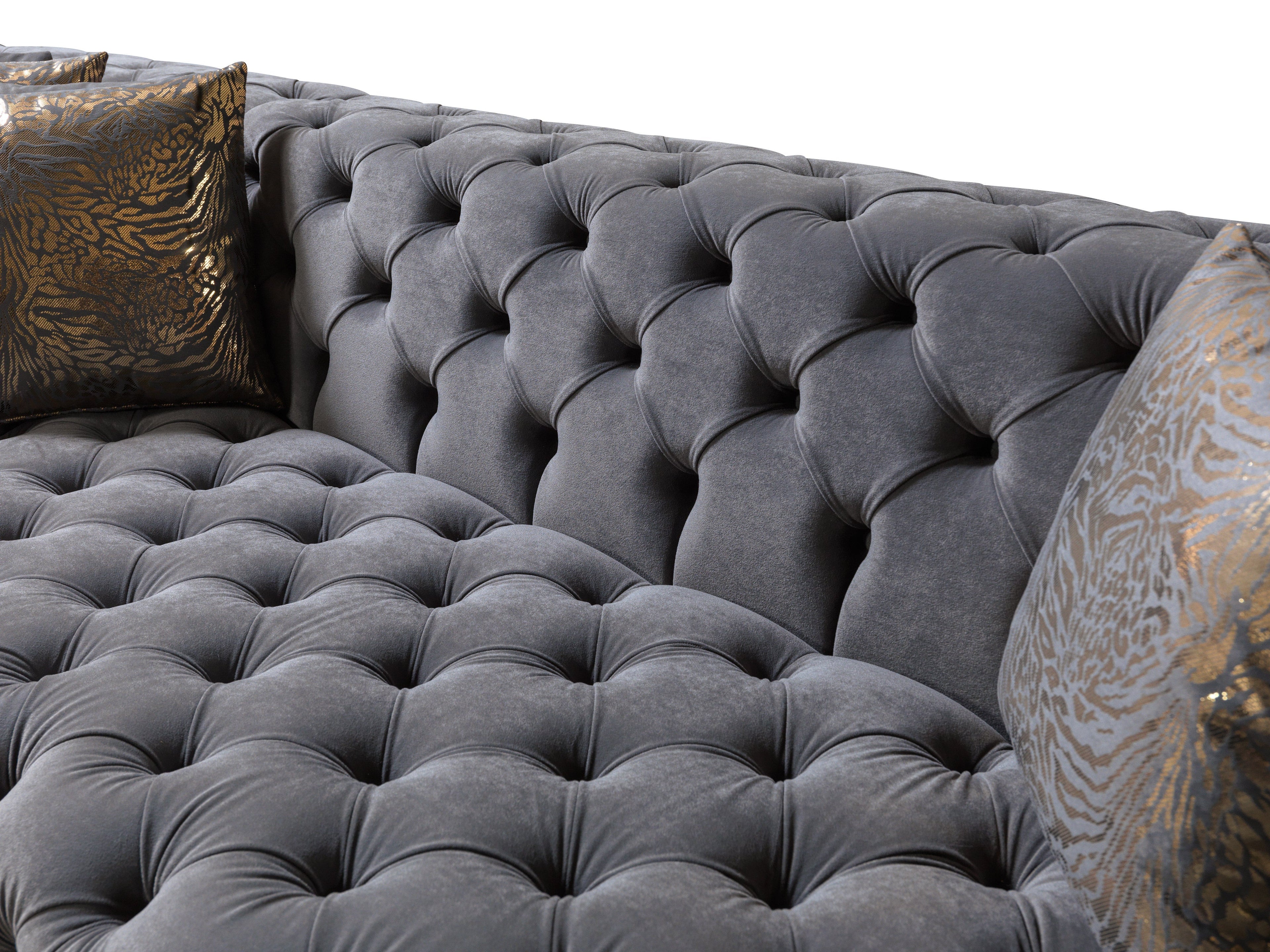 Neva Gray Velvet Double Chaise Sectional - NEVAGRAY-SEC - Bien Home Furniture & Electronics