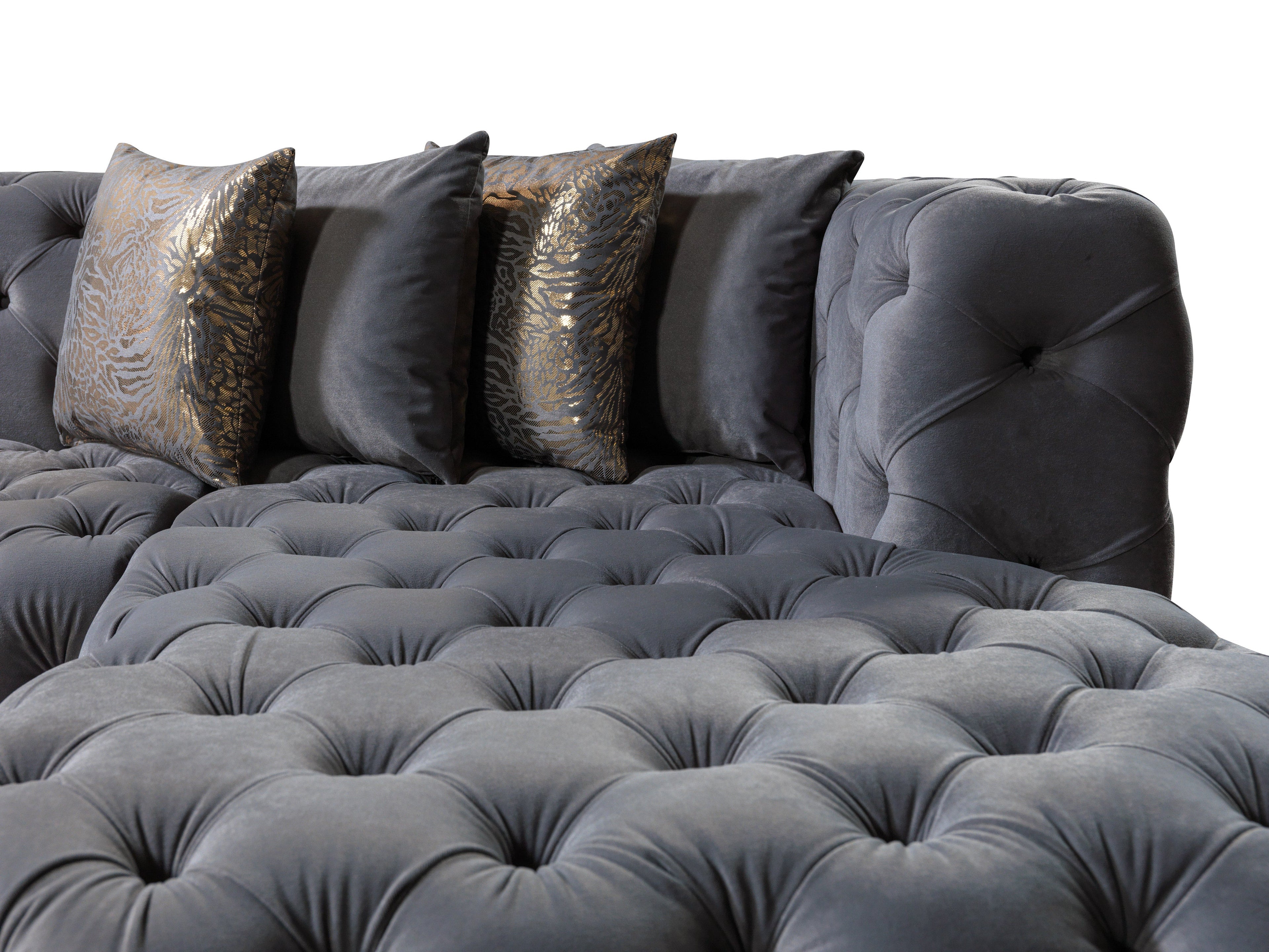 Neva Gray Velvet Double Chaise Sectional - NEVAGRAY-SEC - Bien Home Furniture & Electronics