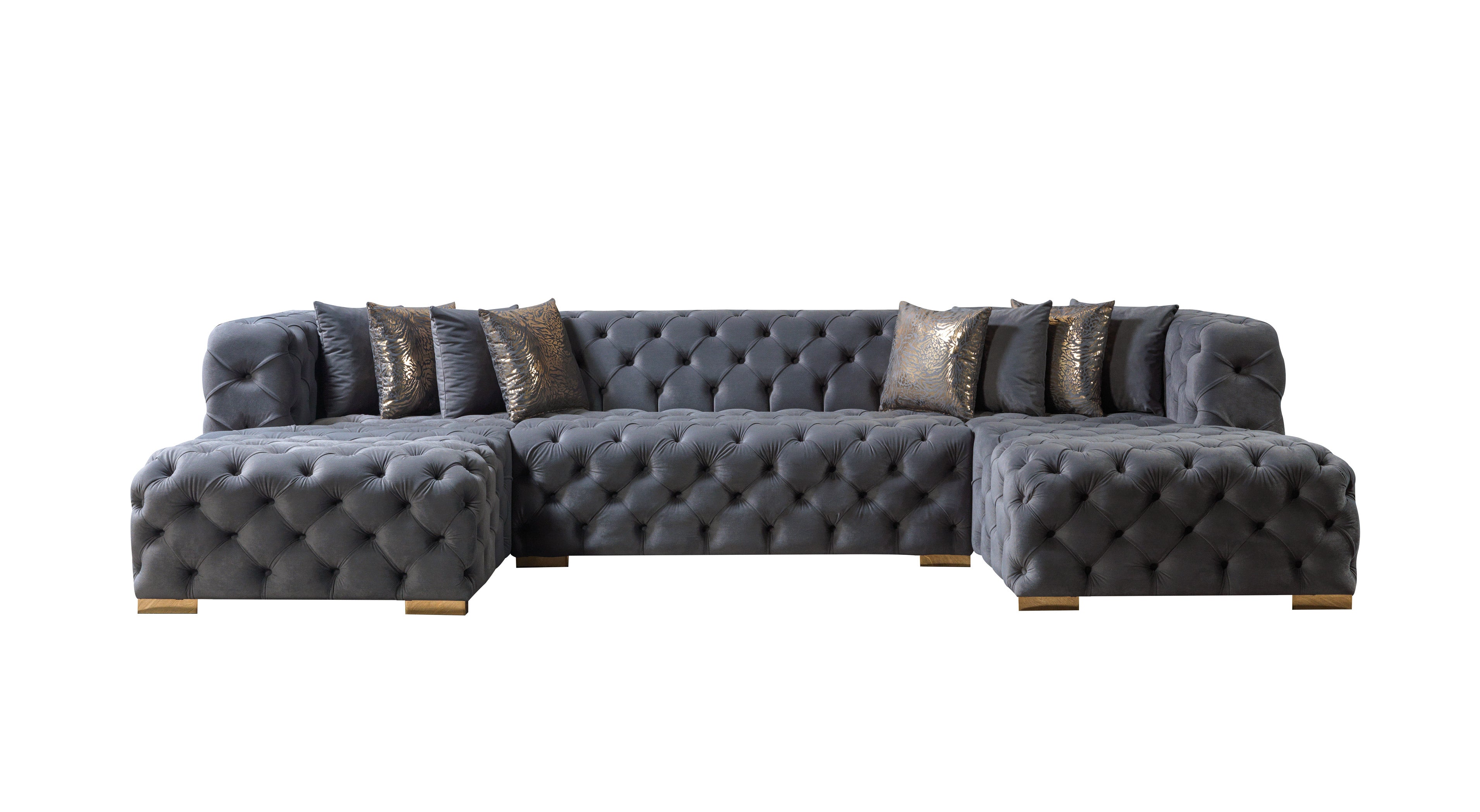 Neva Gray Velvet Double Chaise Sectional - NEVAGRAY-SEC - Bien Home Furniture & Electronics
